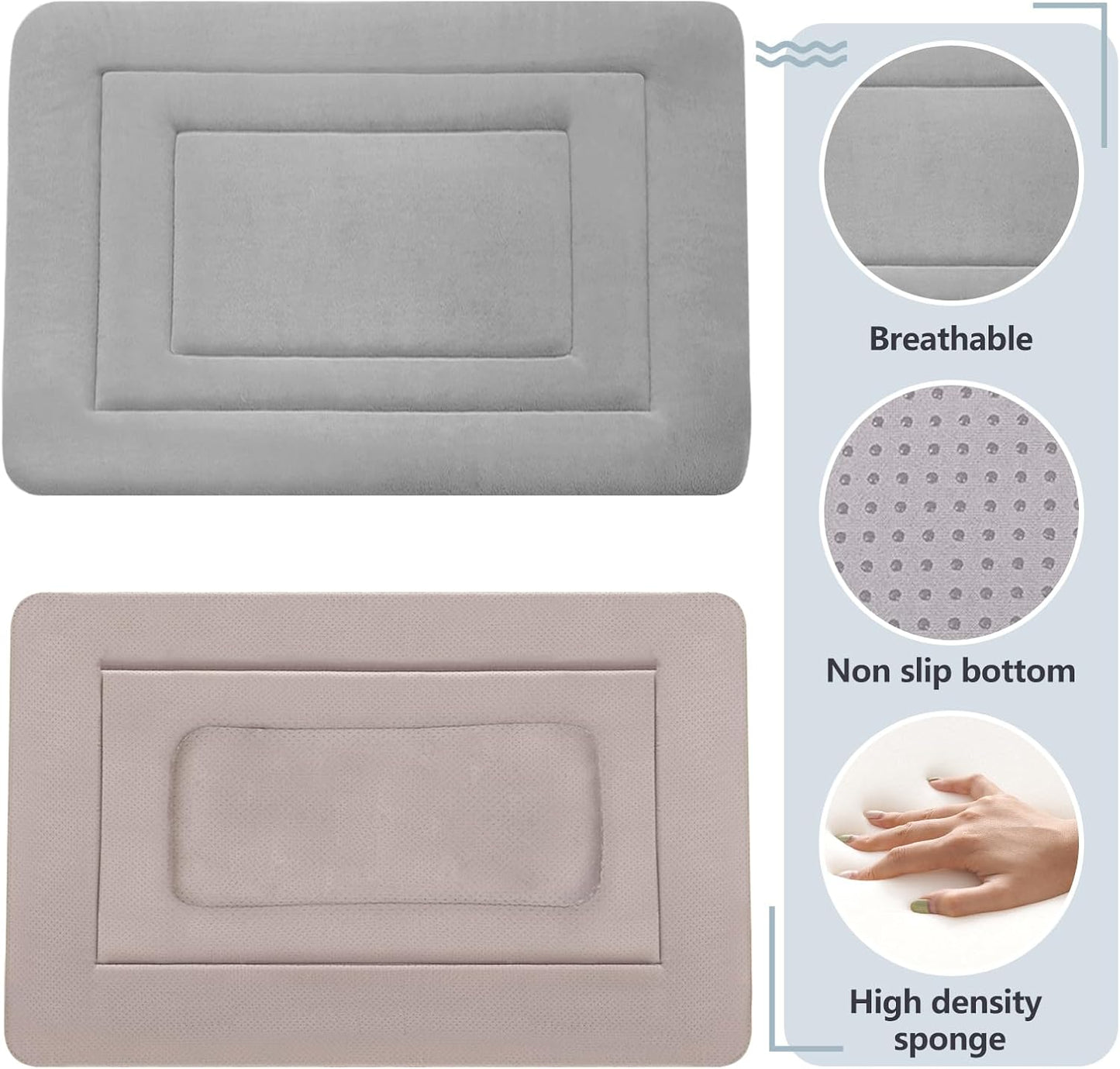 JoicyCo Soft Dog Crate Bed Pad Mat, 42 in Non-Slip Bottom Washable for Large Dogs, Pet Mattress Kennel Pad, Clay Gray