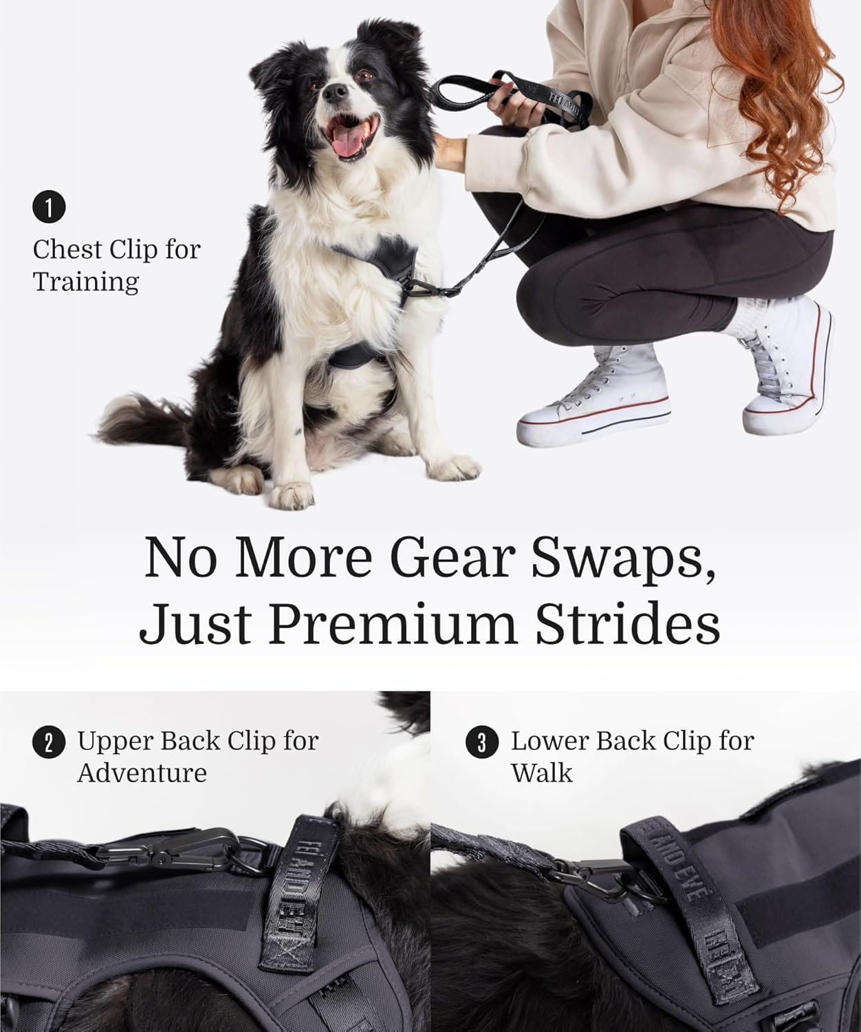 2025 New Edition, Fei & Eve MagEase Dog Harness - 3-Second Magnetic Buckles | 3-Point No-Pull Control | Heavy-Duty 900D Nylon | Dual Safety Handles | Breathable Mesh | Adjustable Fit | Large,Black