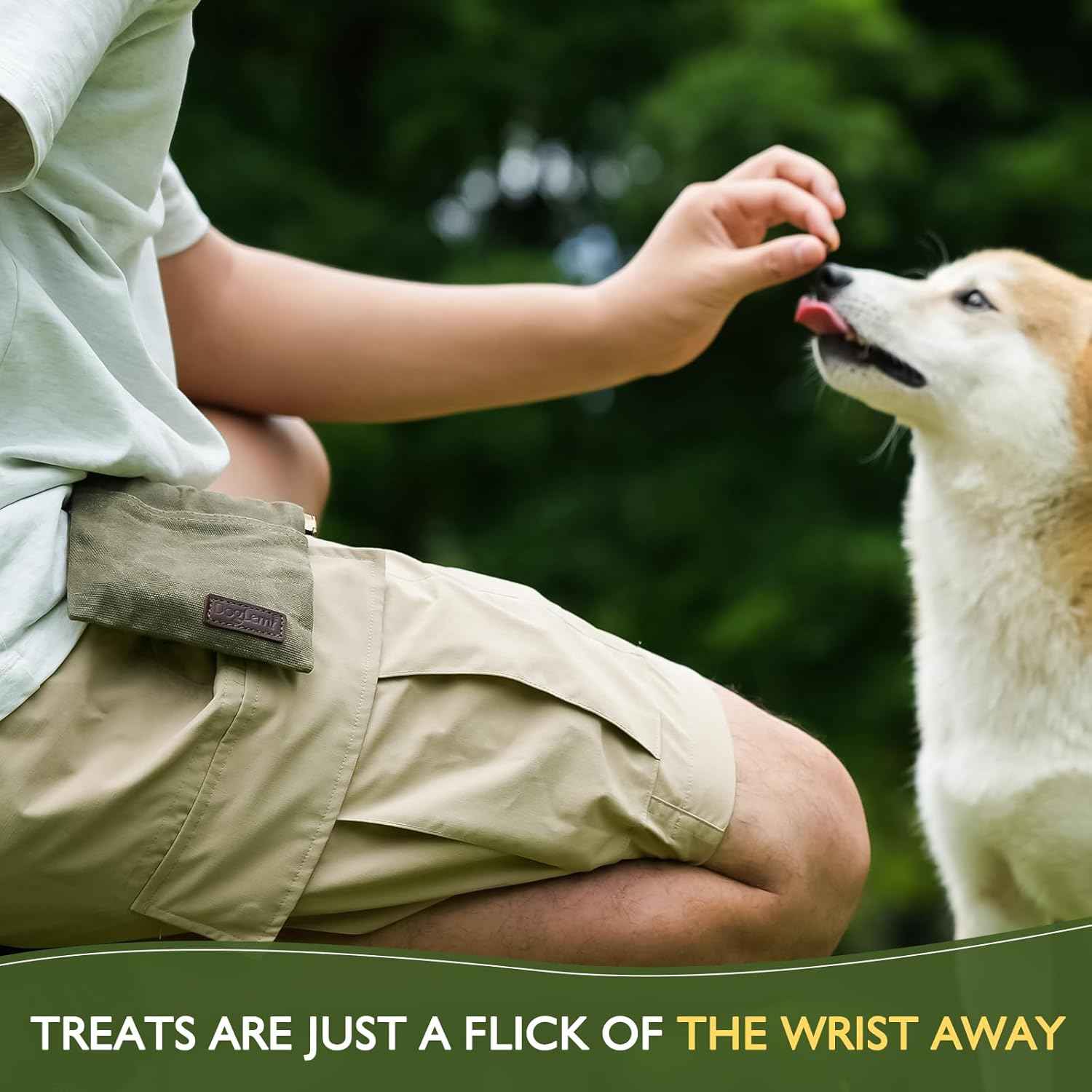 ETIAL Dog Treat Pouch,Portable Puppy Dog Training Treat Bag,Hand Free Dog Walking Bag,Auto Closing Pet Feed Snack Reward Pocket,Dog Food Dispenser for Pet Puppy Travel or Outdoor Use