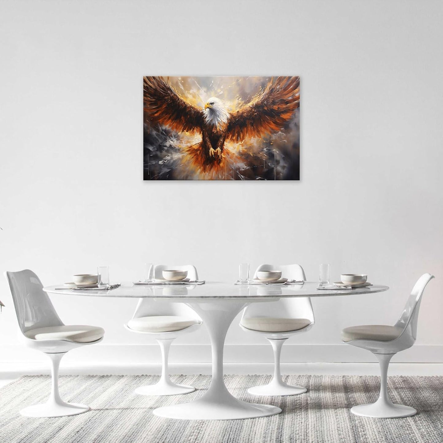 Bald Eagle Animal Large Canvas Flying Bird Wildlife Oversize Wall Art Living Room Big Wings Kitchen Pictures Framed Prints Aesthetics Wall Decor Painting Artwork for Bedroom Dining Office Home 24"x16"