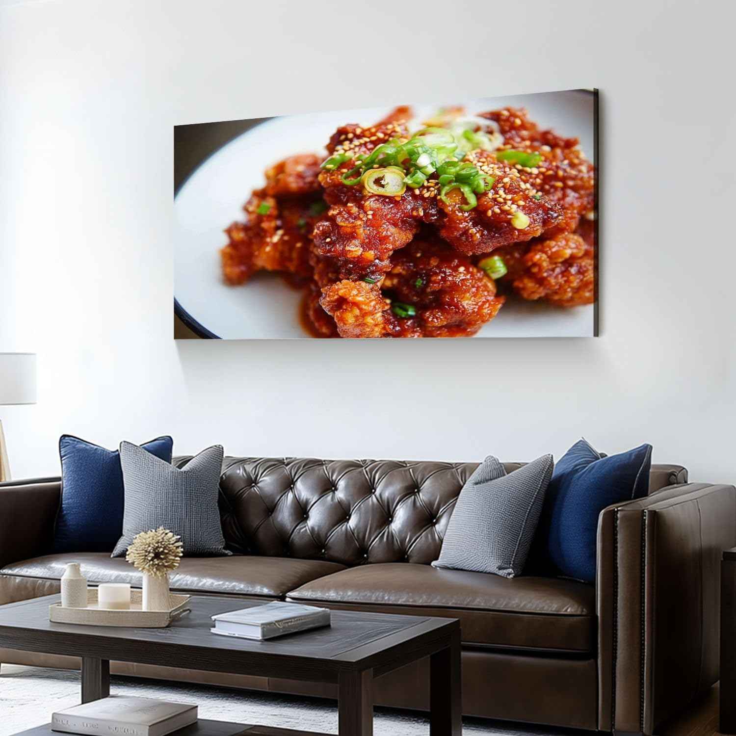 Canvas Wall Art Prints Korean spicy fried chicken Large Framed Wall Art Painting Artwork Poster Hanging Home Decor for Living Room Office Bathroom 30"x60"