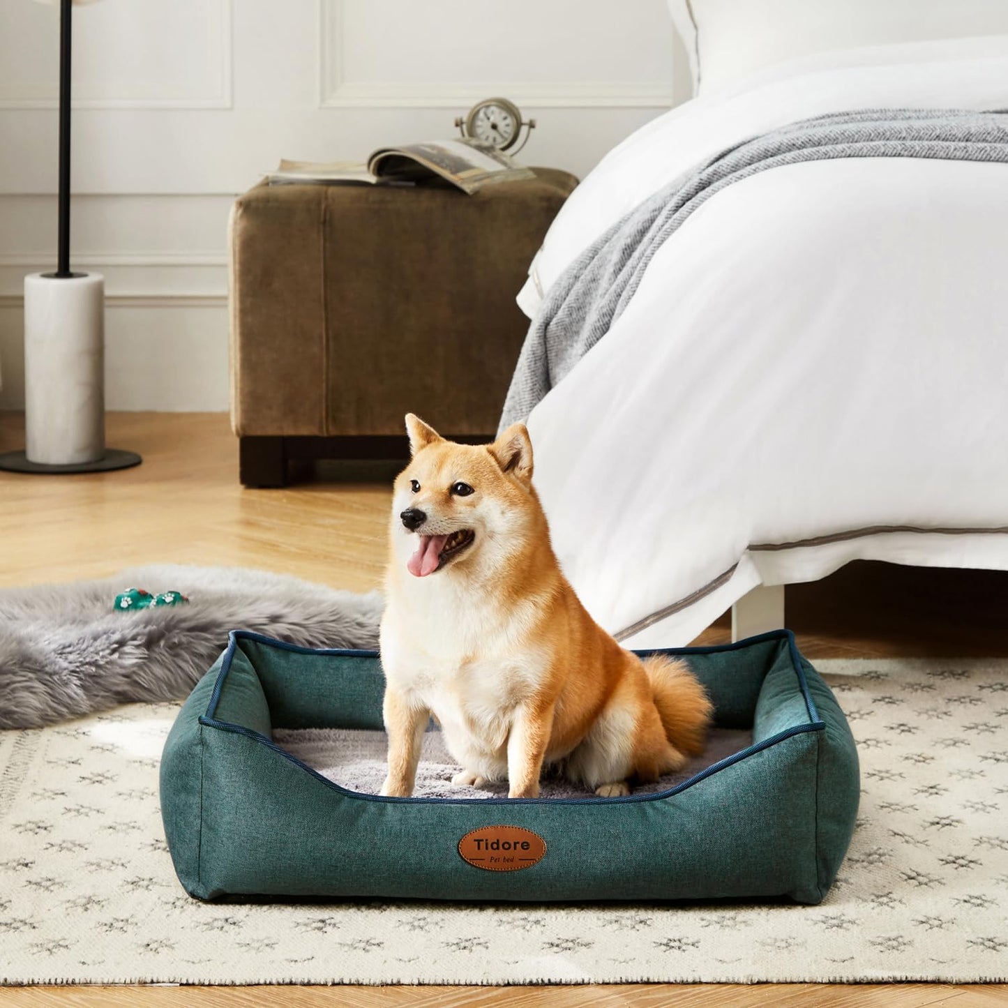 Orthopedic Dog Beds for Medium Dogs, Durable Egg Crate Foam Sofa Dog Bed wit Washable Removable Cover,Waterproof Lining,Pet Bed for Large Dogs (Olive Green, 26.4" L x 21.7" W x 6.2" Th)