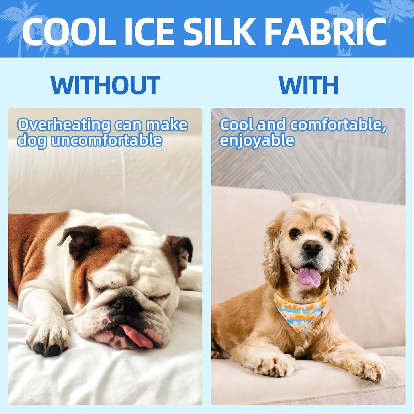 PAWCHIE Dog Cooling Bandana Small, 4 Packs Ice Cool Pet Triangle Scarf Bibs Reversible Styles, Summer Adjustable with Two Snaps, Kerchief Set Accessories for Dogs, Puppy, Cats