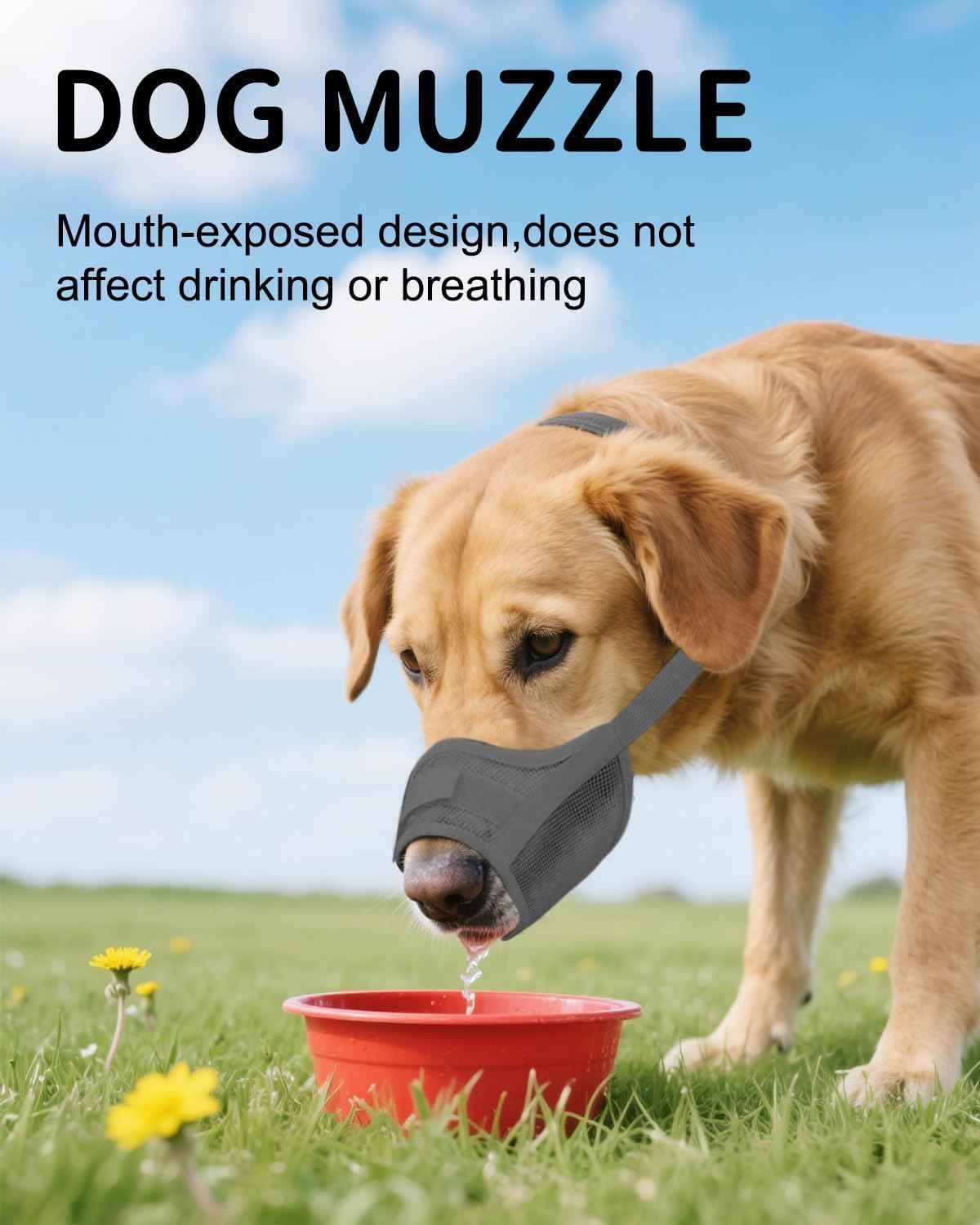 2-Pack Soft Mesh Dog Muzzle – Breathable & Adjustable, No-Bite and Escape-Proof Design for Grooming, Training, Walking – Fits Small, Medium & Large Dogs (Black, M)