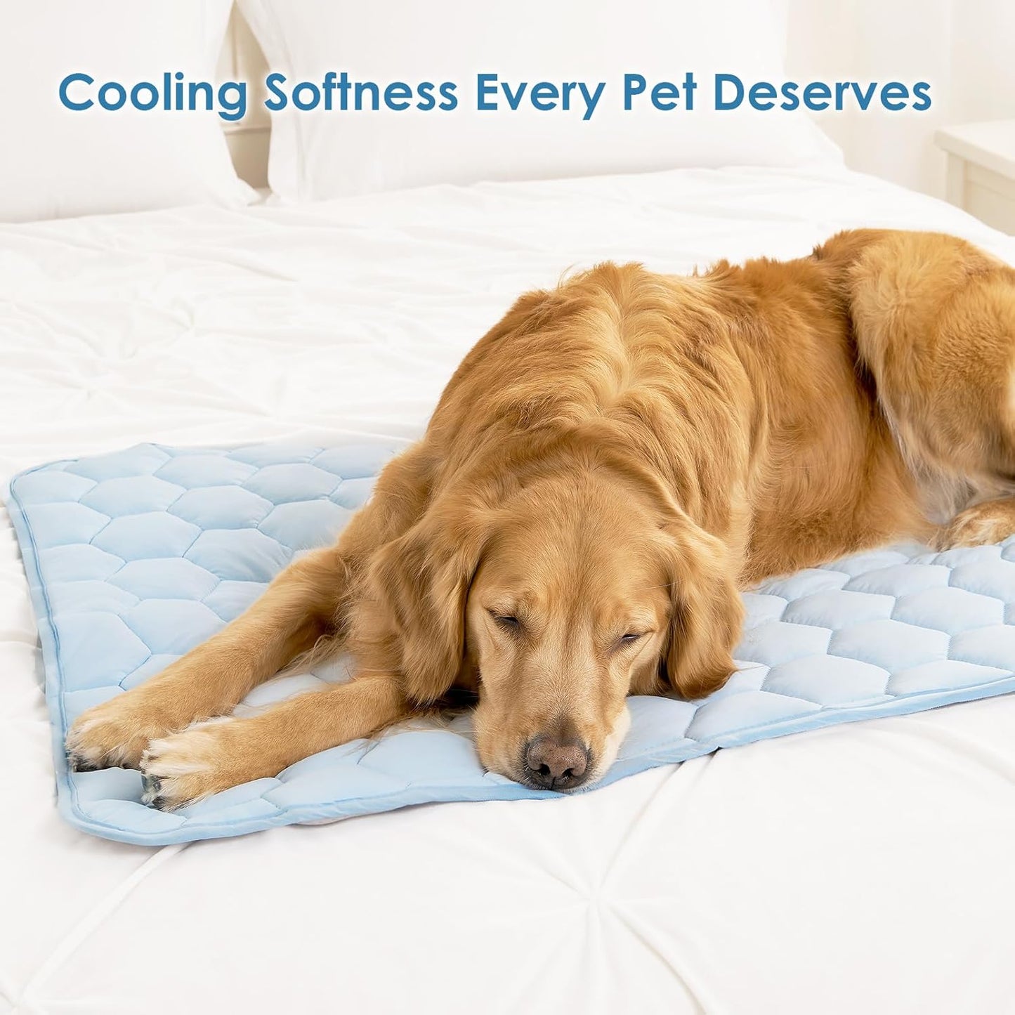 EHEYCIGA Cooling Mat for Dogs, 41" x 28"(Q-Max>0.53), Washable Dog Cooling Mat, Portable Kennel Cooling Pet Pad for Summer, Non-Slip Summer Crate Pad for Large Dog, Blue