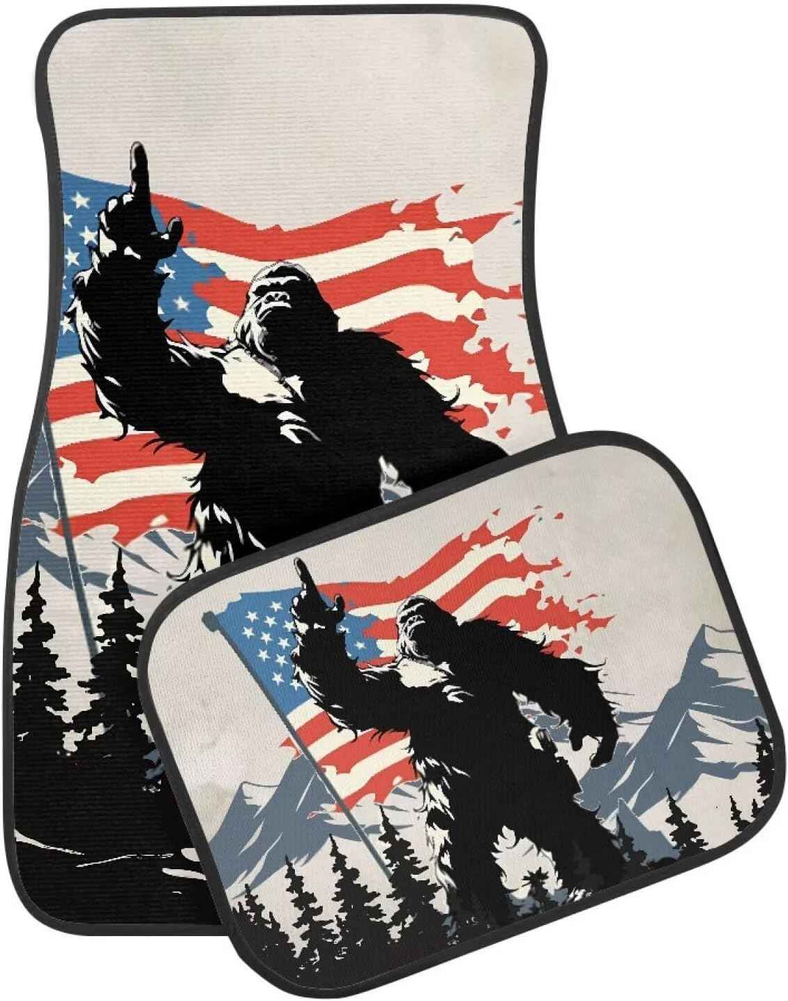 American Flag Car Floor Mats Set of 4 Pcs Bigfoot Carpet with Rubber Backing,Universal Heavy Duty Material Nonslip Auto Floor Liner Decor for Men