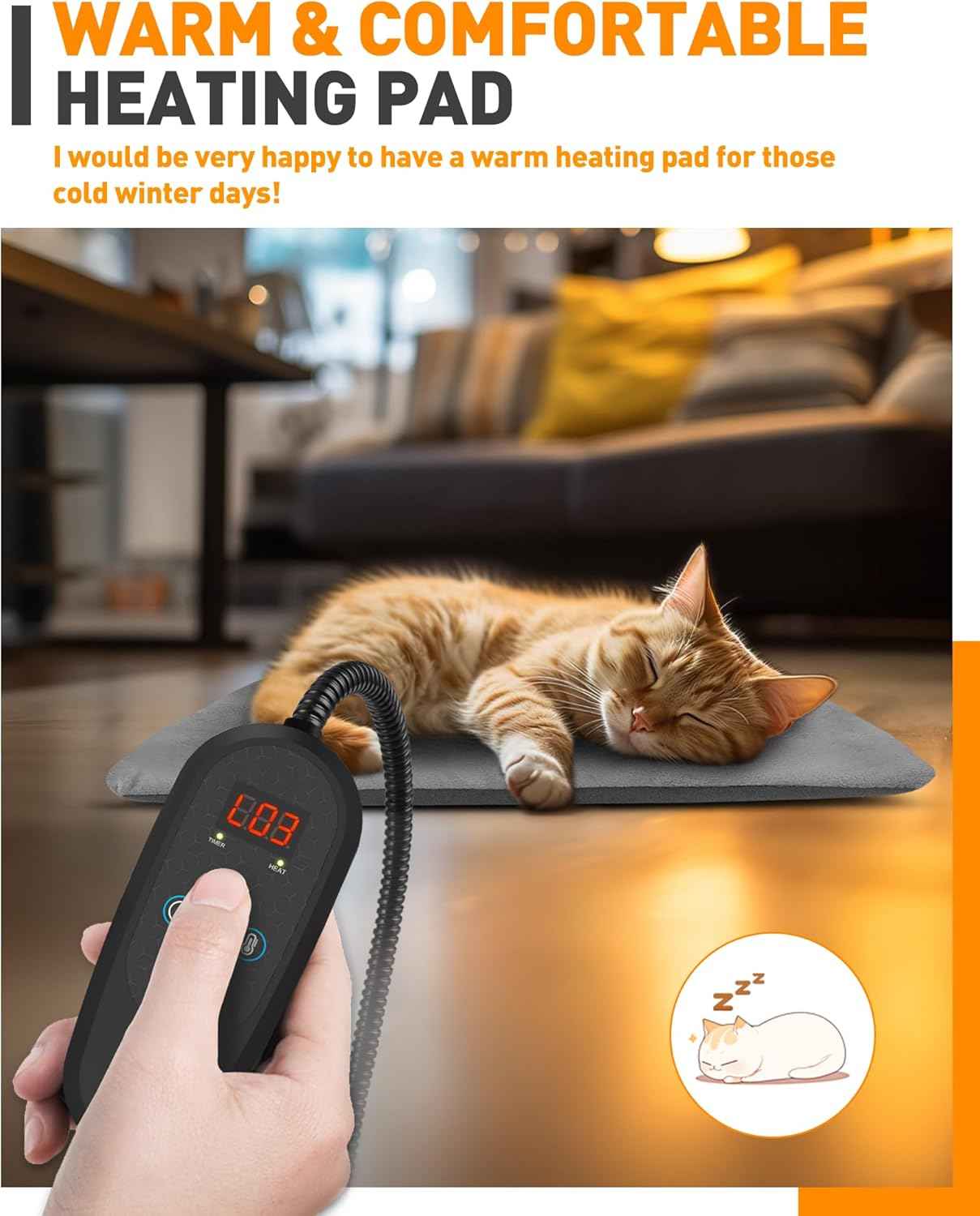PETNF Pet Heating Pad Temperature Adjustment Anti-bite Puppy with Timer Cat Dog Heating Pad Indoor Waterproof Pet Warming Electric Heated Bed Mat Dog
