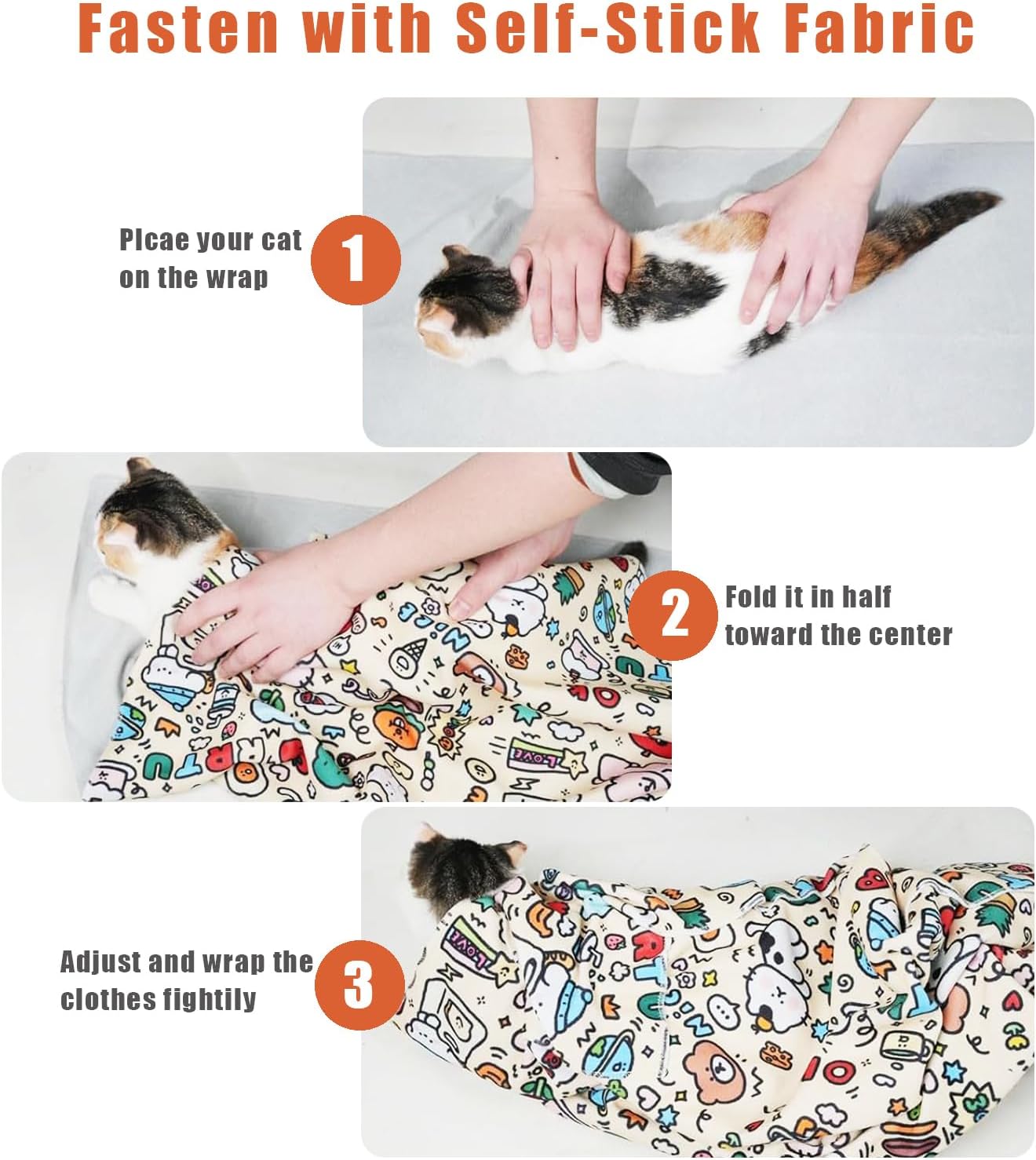 27.6'' Cat Grooming Wrap for Cutting Nails, 2026 Self-Adherent Cat Wrap, Anti-Escape Calming Cat Swaddle Wrap for Medicine, Nail Clipping, Teeth Brushing, Ear Cleaning