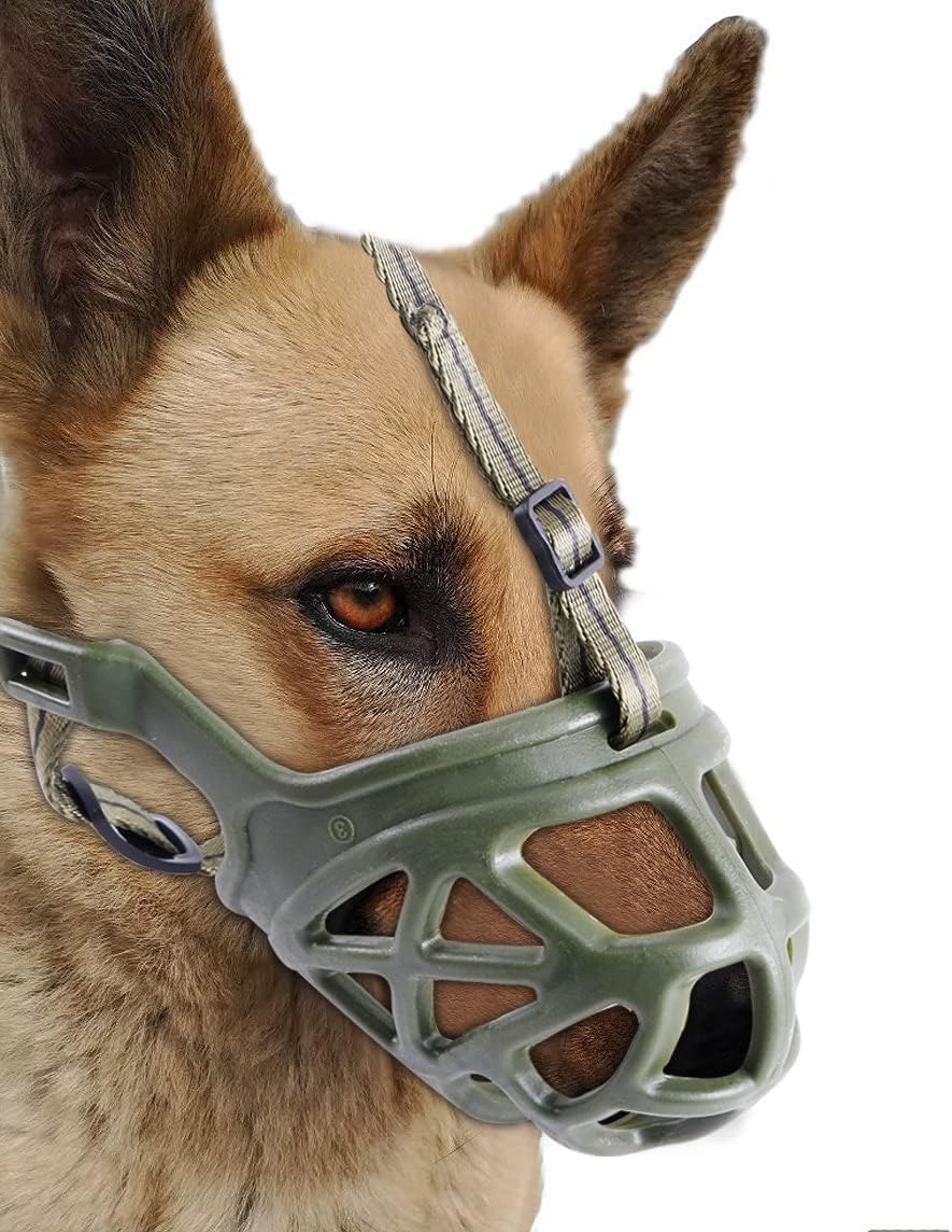 Mayerzon Dog Muzzle, Breathable Basket Muzzles for Small, Medium, Large and X-Large Aggressive Dogs Beagle German Shepherd Doberman, Cage Mouth Guard Stop Biting Chewing for Grooming Training