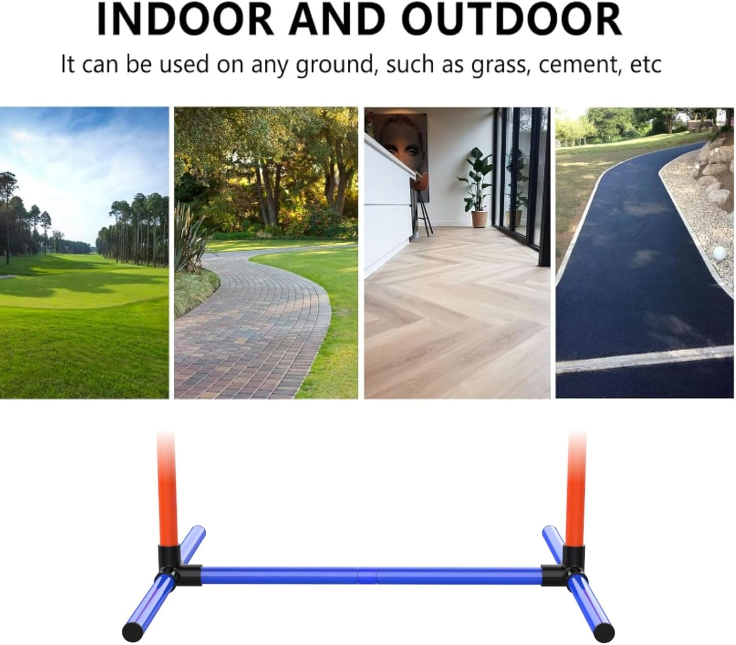 Dog Agility Training Equipment, 4-Sets Adjustable Dog Jumps & Hurdles Set for Backyard, Outdoor Dog Obstacle Course Training Starter Kit with Weave Poles, Pause Box & Carrying Bag for Large Small Dogs