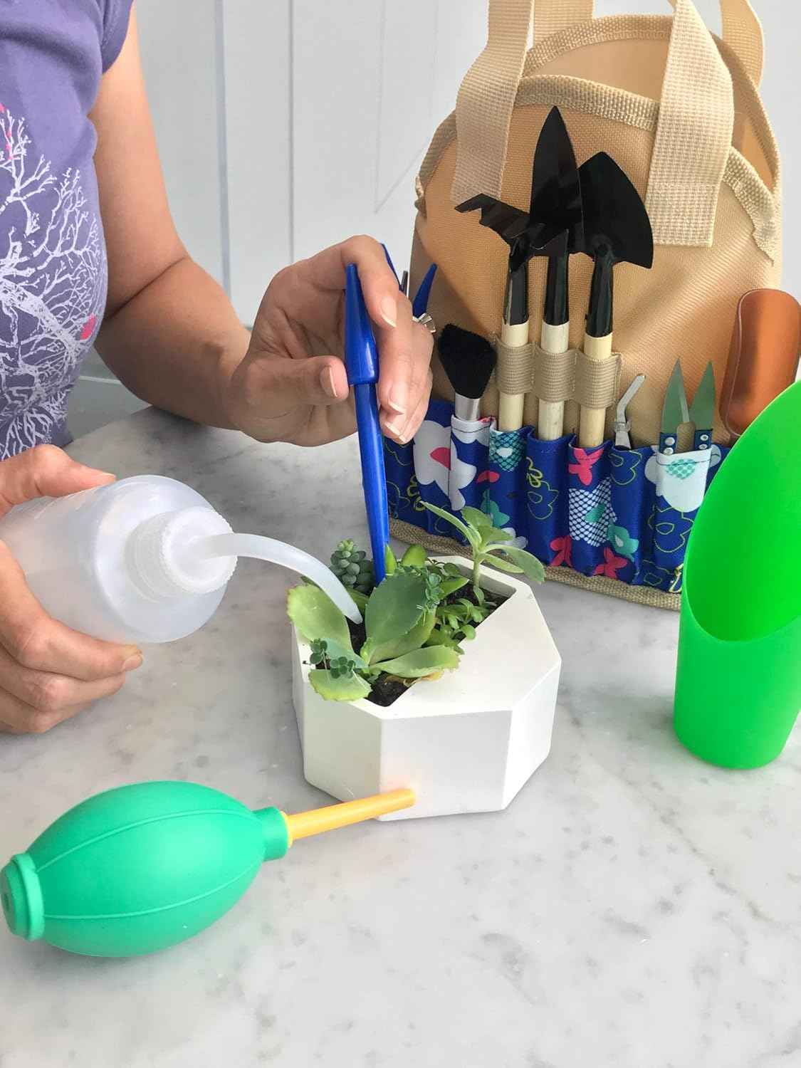 Succulent Kit Organizer Bag Gardening Tool Set | Terrarium Supplies Mini Succulent Garden Tool Kit | Heavy Duty Succulent Bonsai Planter Set Indoor Gardening | Fairy Zen Kit for Soil Fertilizer Seeds