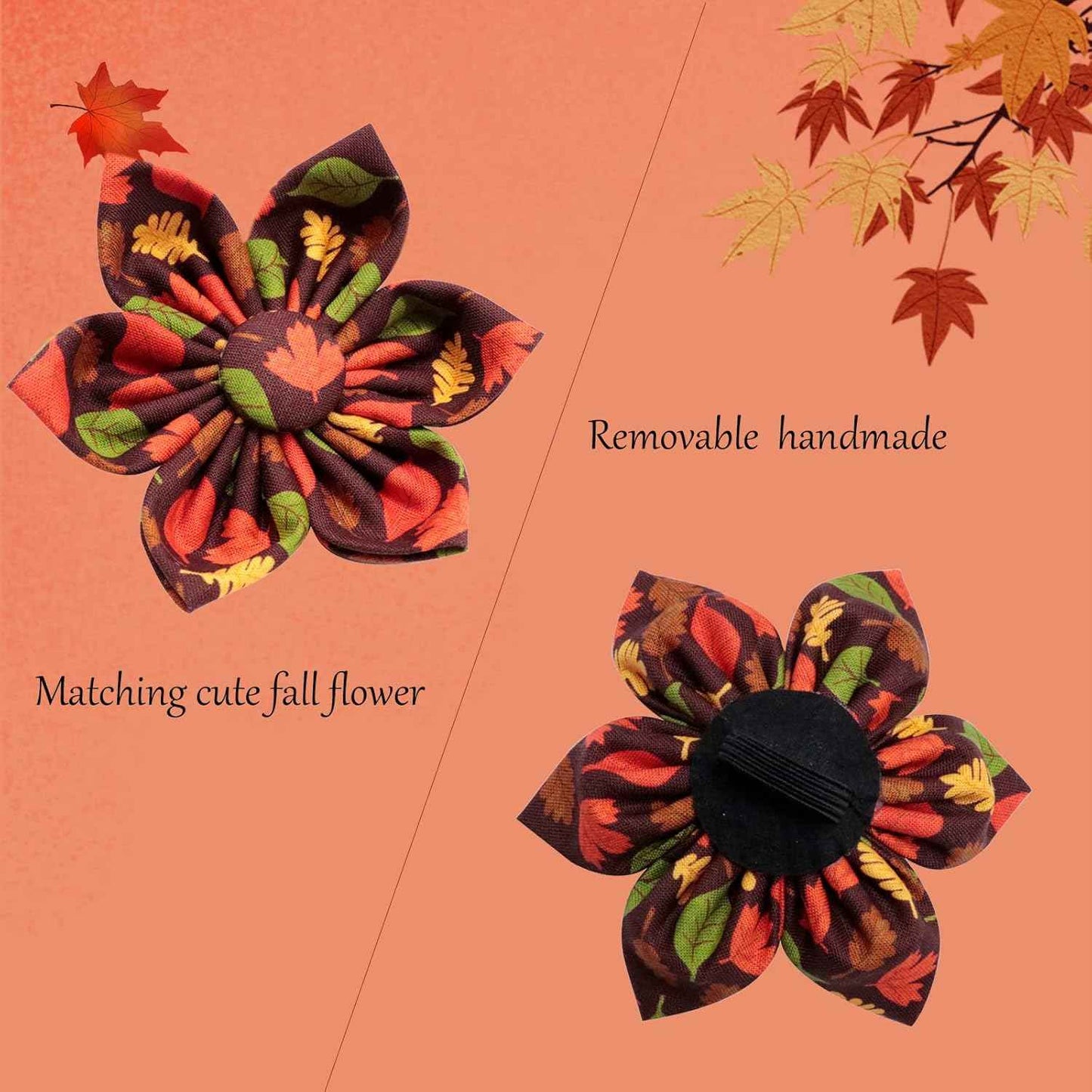 Unique style paws Fall Dog Collar with Bow, Puppy Collar Pet Gift Adjustable Dog Collar Soft and Comfy Bowtie Collars for Large Girl or Boy Dogs