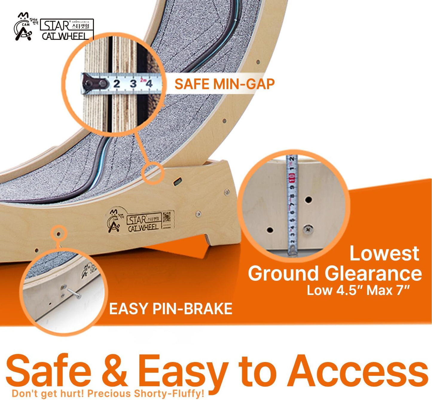 Star Cat Wheel, Cat Treadmill, Exercise Wheel for Running, Spinning, Scratching, and Climbing for Indoor Cats, Premium Birch Wood, Eco-Friendly, Moving Fish, Wide Running Track, 41.7 inch L Size