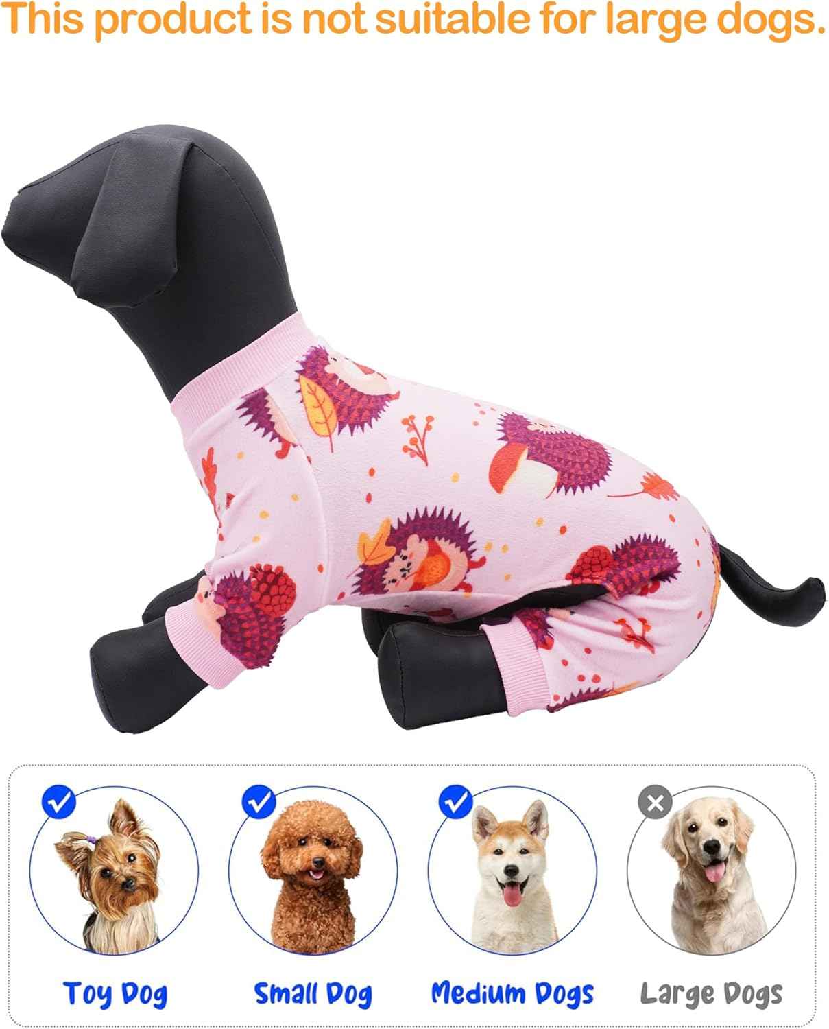 PET SHOW 4 Pack Fall Small Dog Pajamas Thanksgiving Clothes for Medium Dogs Girl Boy Soft Stretchy PJs Autumn Jumpsuit Puppy Onesies Outfits with Sleeve Pets Dachshund Costume XXL