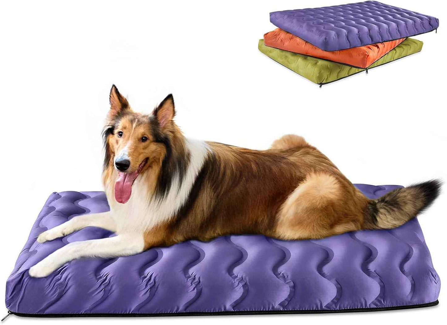 Washable Dog Bed, Cooling Dog Crate Bed Mat with Memory Foam, Water-Resistant Outdoor Dog Bed for Large Medium Small Dogs