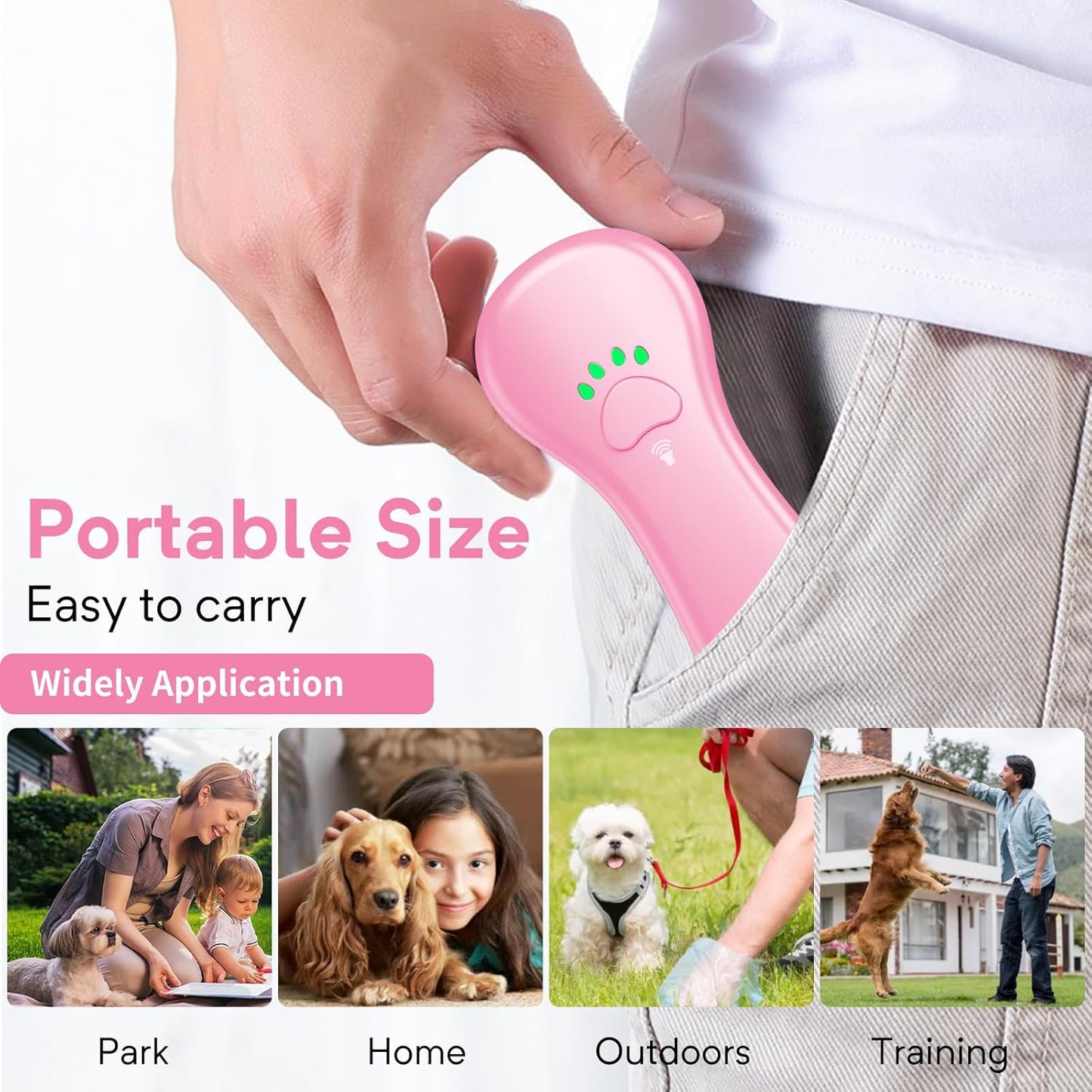 New Anti Barking Device,Dog Barking Control Devices,Rechargeable Ultrasonic Dog Bark Deterrent up to 16.4 Ft Effective Control Range Safe for Human & Dogs Portable Indoor & Outdoor(Pink)