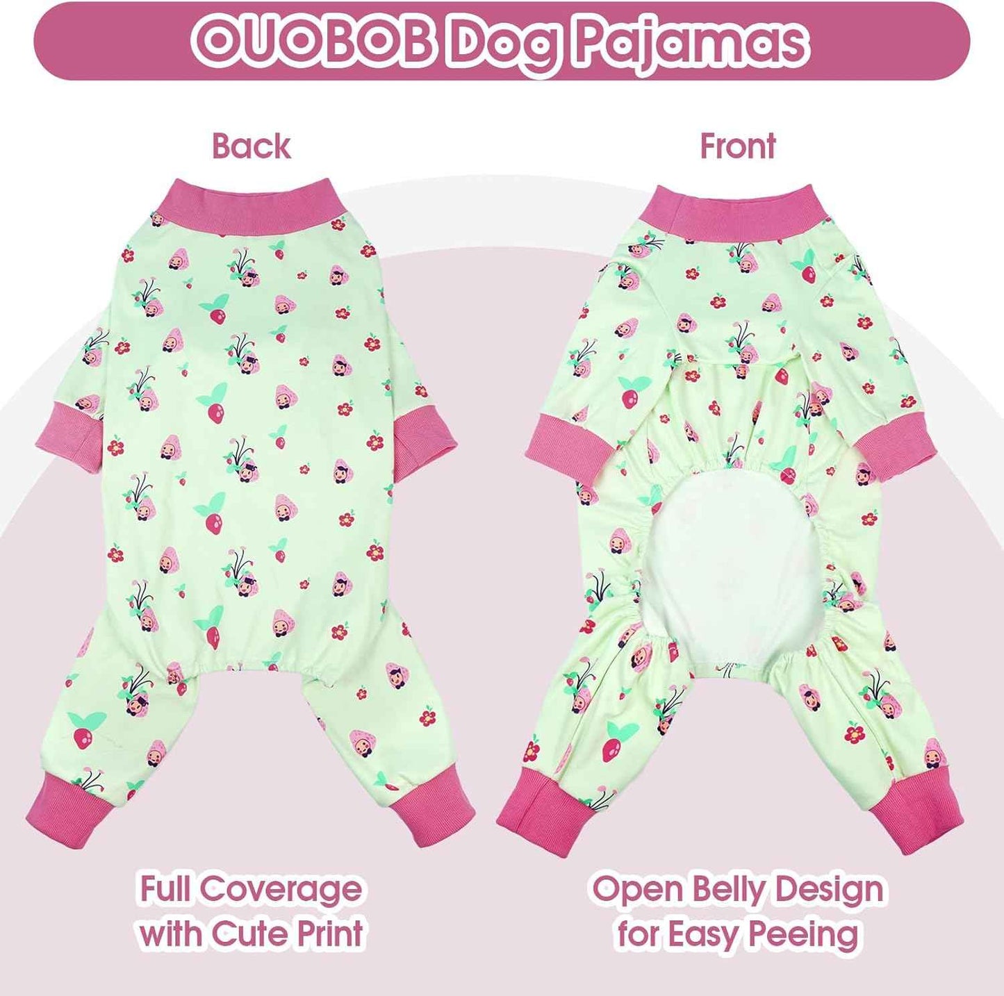 4-Legged Dog Pajamas for Medium & Large Dogs - Soft Cotton Dog Pjs Onesie with 4-Way Stretch, Cozy Breathable Pet Sleepwear for Cold Weather & Indoor Lounging - Green 3XL