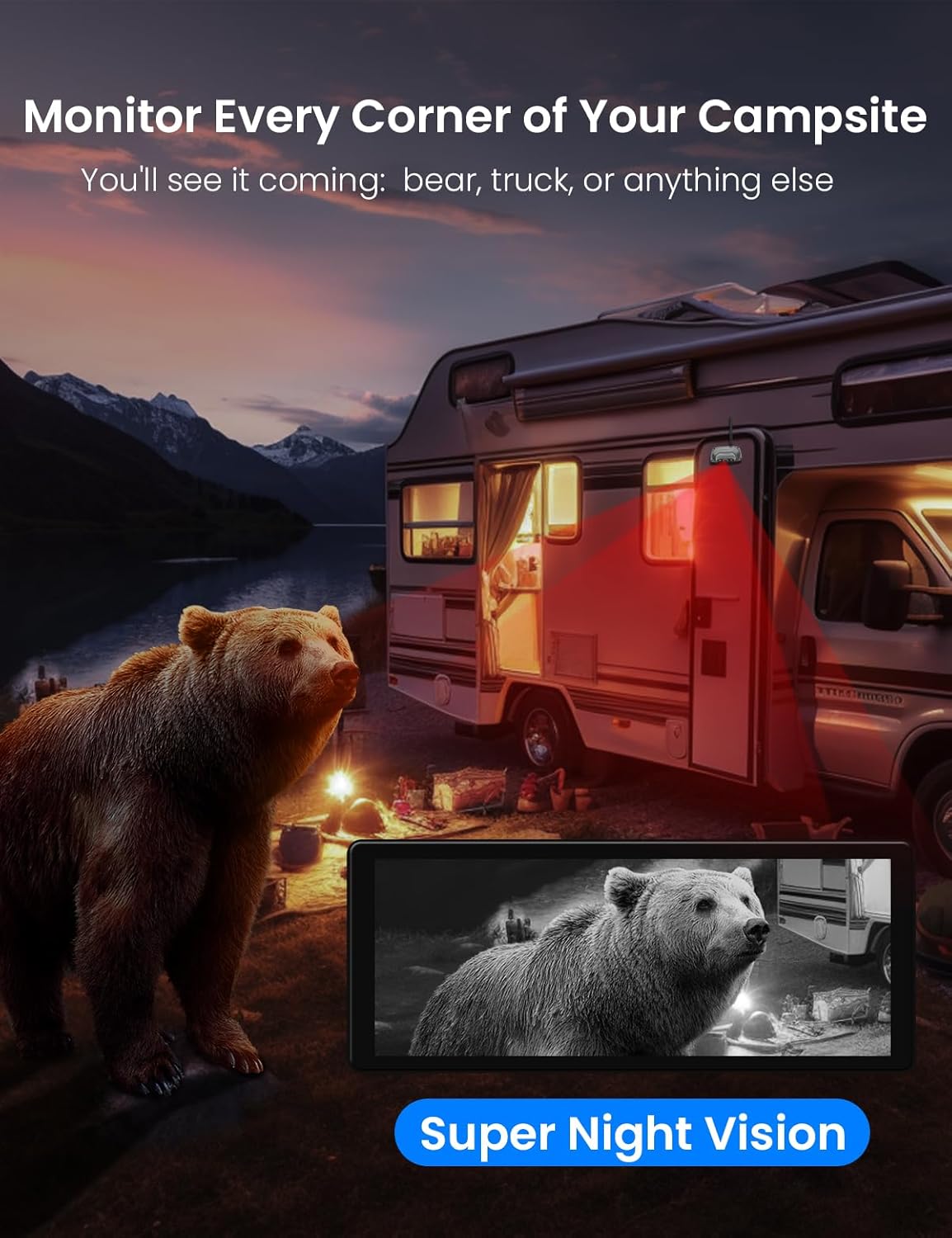 RV Wireless Backup Camera with High Performance 6.86 Inch Touch Monitor 1080P 2 Rear View Cameras with IR Night Vision 4 Channels IP69K Waterproof Reverse Camera for Truck Trailer Camper Tractor