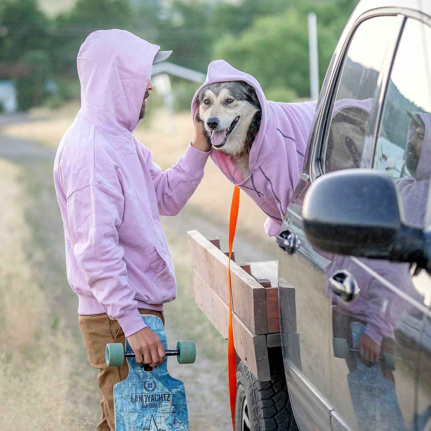 Blueberry Pet Essentials Dog Hoodie – 22 inch, Cotton‑Blend Sweatshirt with Hood, Pink Lilac, Machine‑Washable Small‑Dog Jersey
