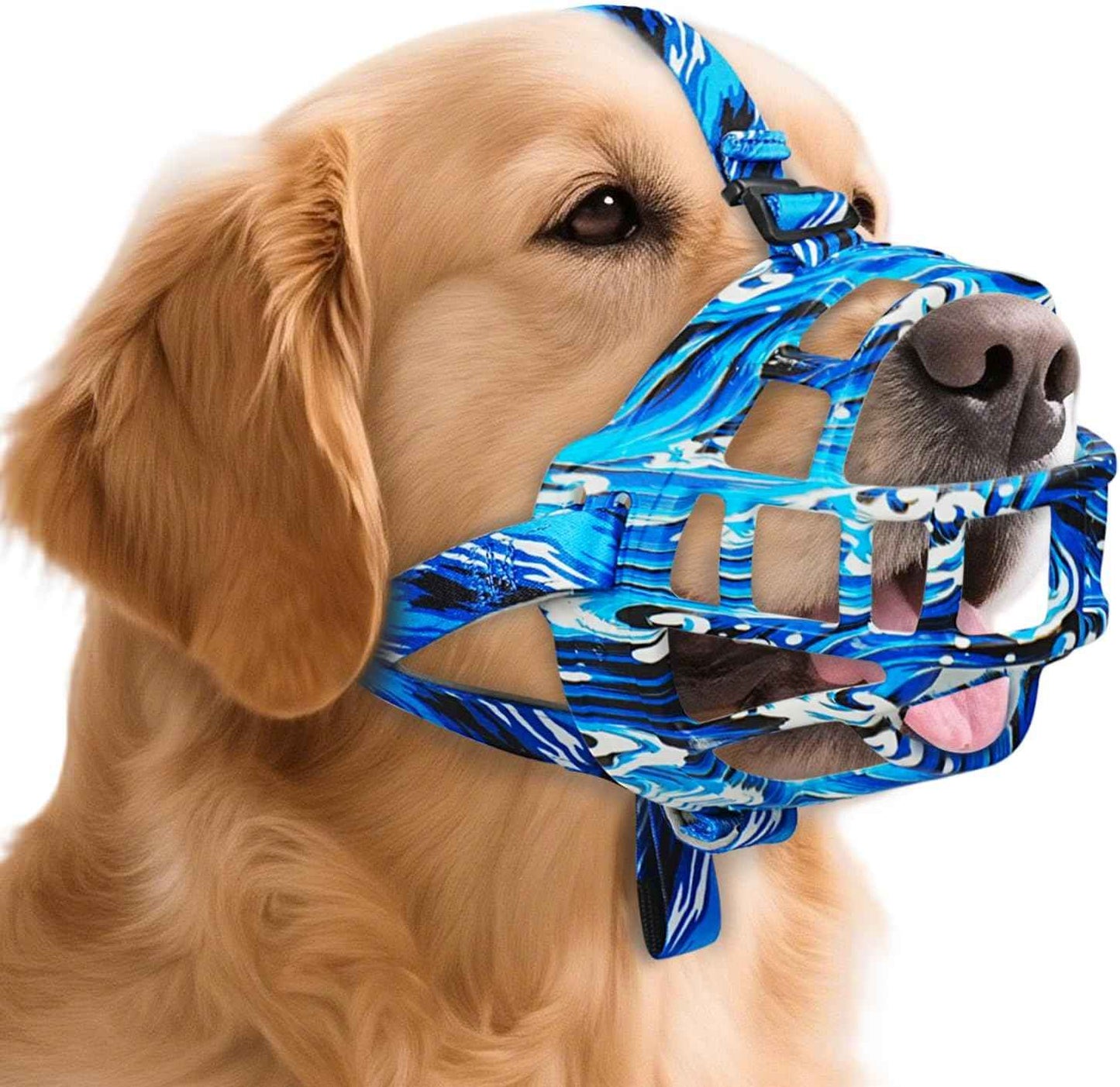 Dog Muzzle to Prevent Biting, Basket Muzzles for Large Medium Small Dogs Allows Panting Drinking Anti Chewing, Perfect for Grooming Trimming Training and Aggressive Reactive Dogss (Blue, Size 4)