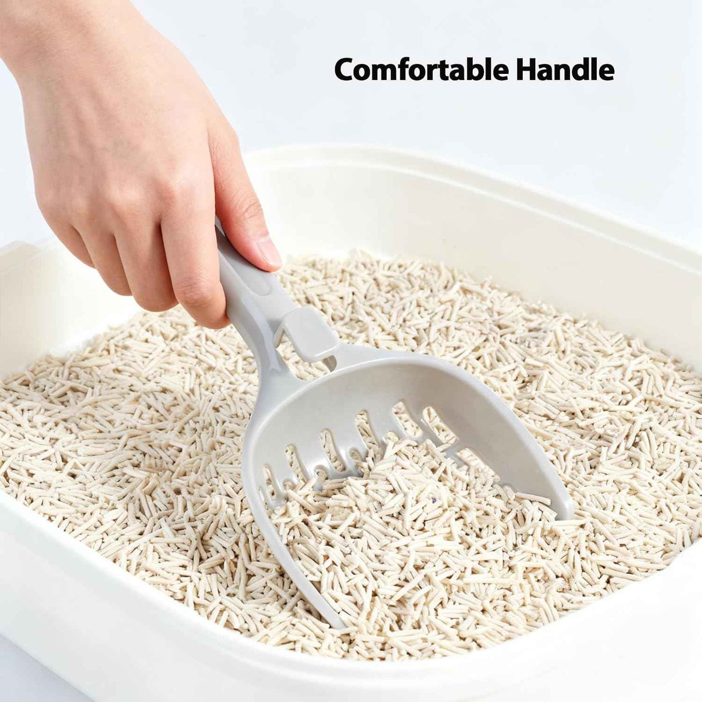 GOTTABEAM Cat Litter Scooper for Pellets – Wide Opening Non-Clumping Litter Sifter (with Plastic Scoop)