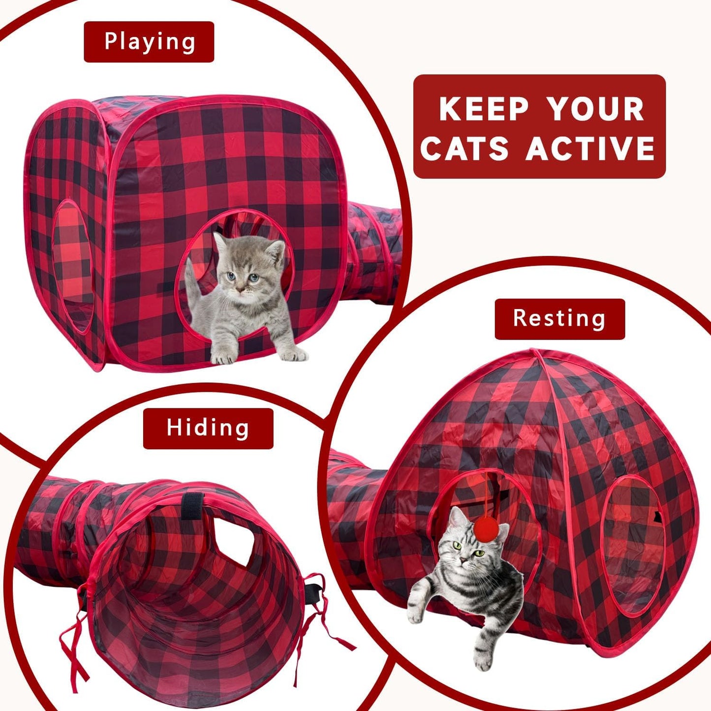 Cat Tunnel & Tent Combo — Interactive 3-in-1 Play Set