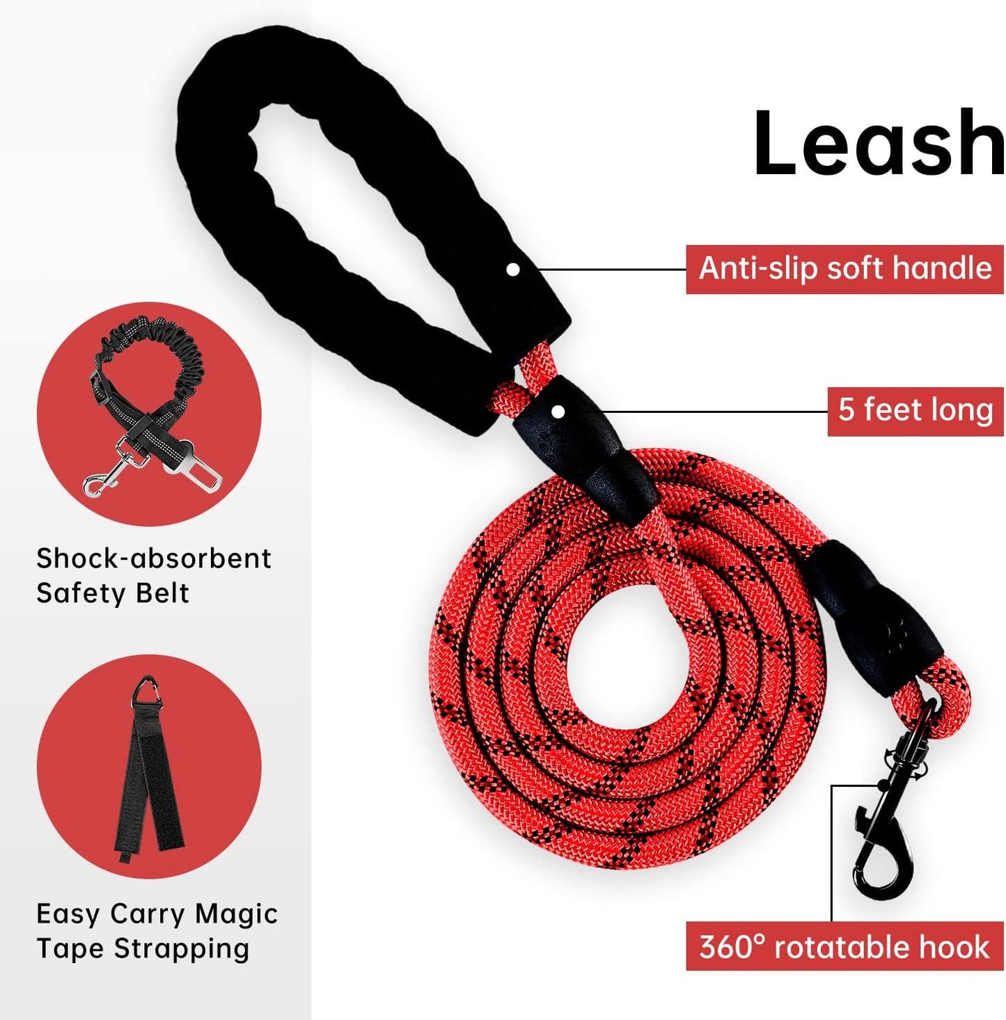 IVY&LANE No Pull Dog Harness with Leash Set, Reflective No Choke Pet Vest,Adjustable Oxford Dog Vest Harness with Easy Control Handle for Large Dogs (Checkered Red,L)