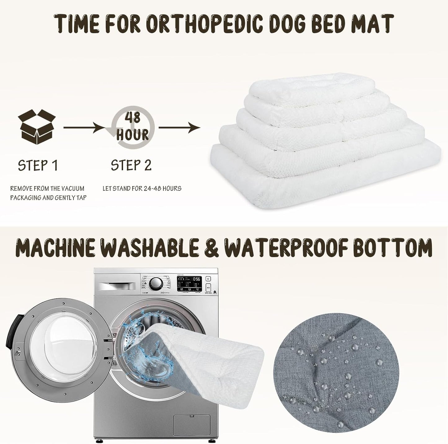 KROSER Deluxe Dog Crate Bed Mat, Soft Crate Pad, Machine Washable Pet Cage Mattress Reversible (Cool & Warm), Kennel Bed for Small to Jumbo Dogs, White