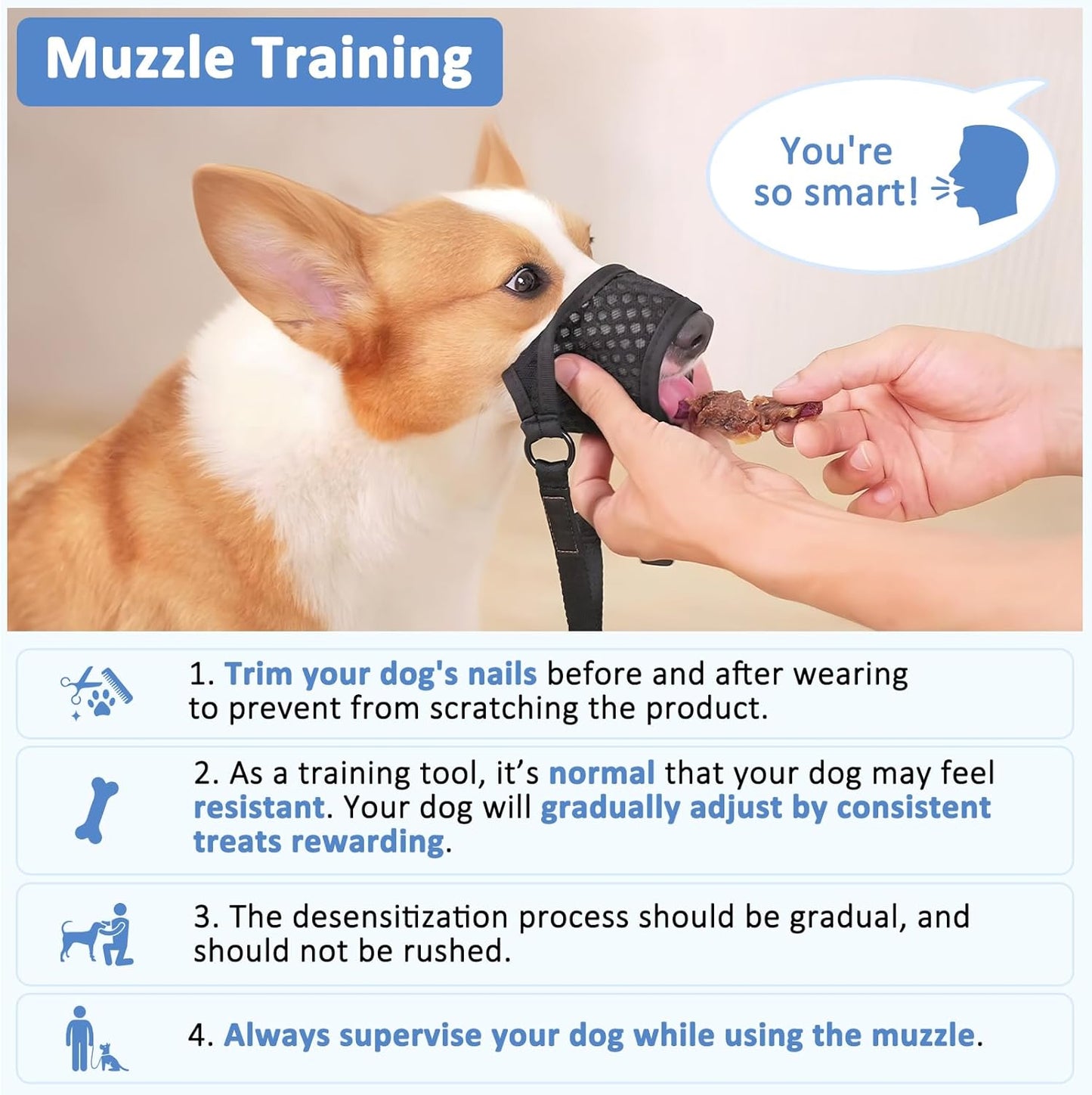 LUCKYPAW Soft Muzzle for Medium Large Sized Dogs Beagle Labrador German Shepherds, Dog Muzzle to Prevent Biting Chewing, Adjustable Breathable Mouth Guard for Grooming Walking Training(Black, XL)