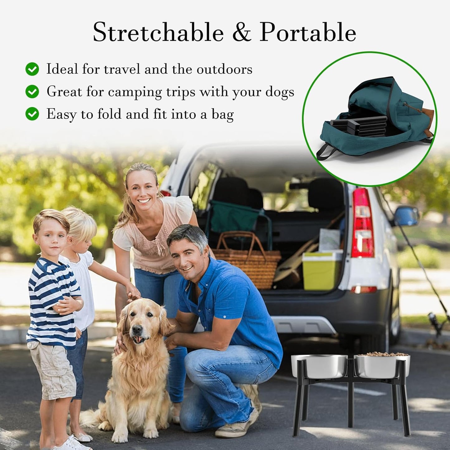 SHAINFUN Adjustable Dog Bowl Stand for Large & Medium Breeds, Raised Dog Food & Water Bowl Holder, Fits 7-10.6" Wide Bowls, 11" Tall, 2-in-1 Design Tall Dog Food Bowl Stand, Bowl Not Included