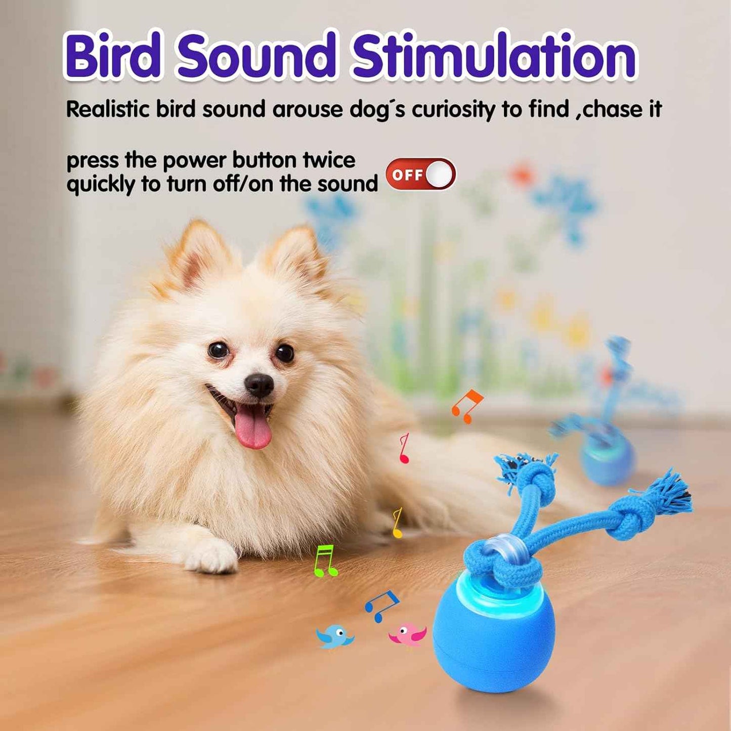 Interactive Dog Toys, Moving Dog Ball with Touch Activated, Active Rolling Ball for Puppy and Medium Dogs, Squeaky, USB Rechargeable