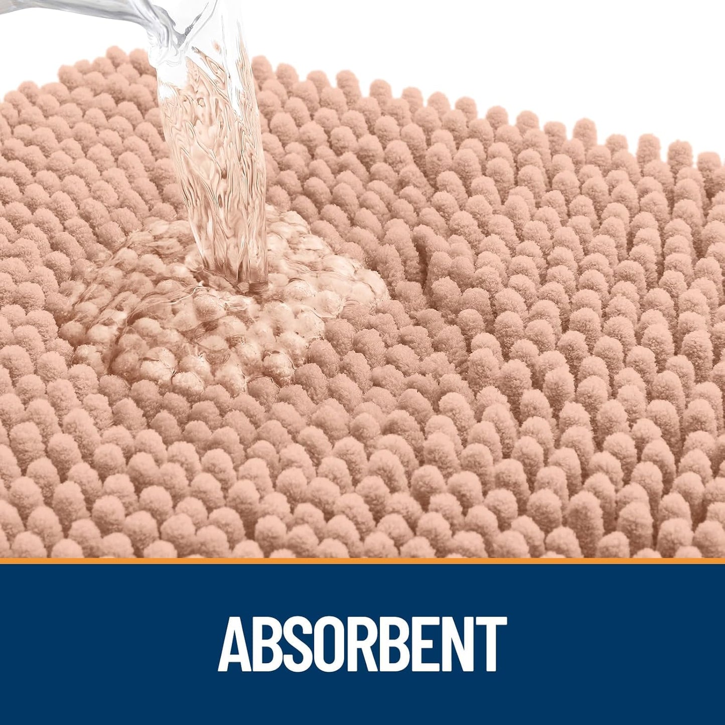 OLANLY Dog Door Mat for Muddy Paws 47x17, Absorbs Moisture and Dirt, Absorbent Non-Slip Washable Doormat, Quick Dry Chenille Mud Mat for Dogs, Entry Indoor Entryway Carpet for Inside Floor, Peach