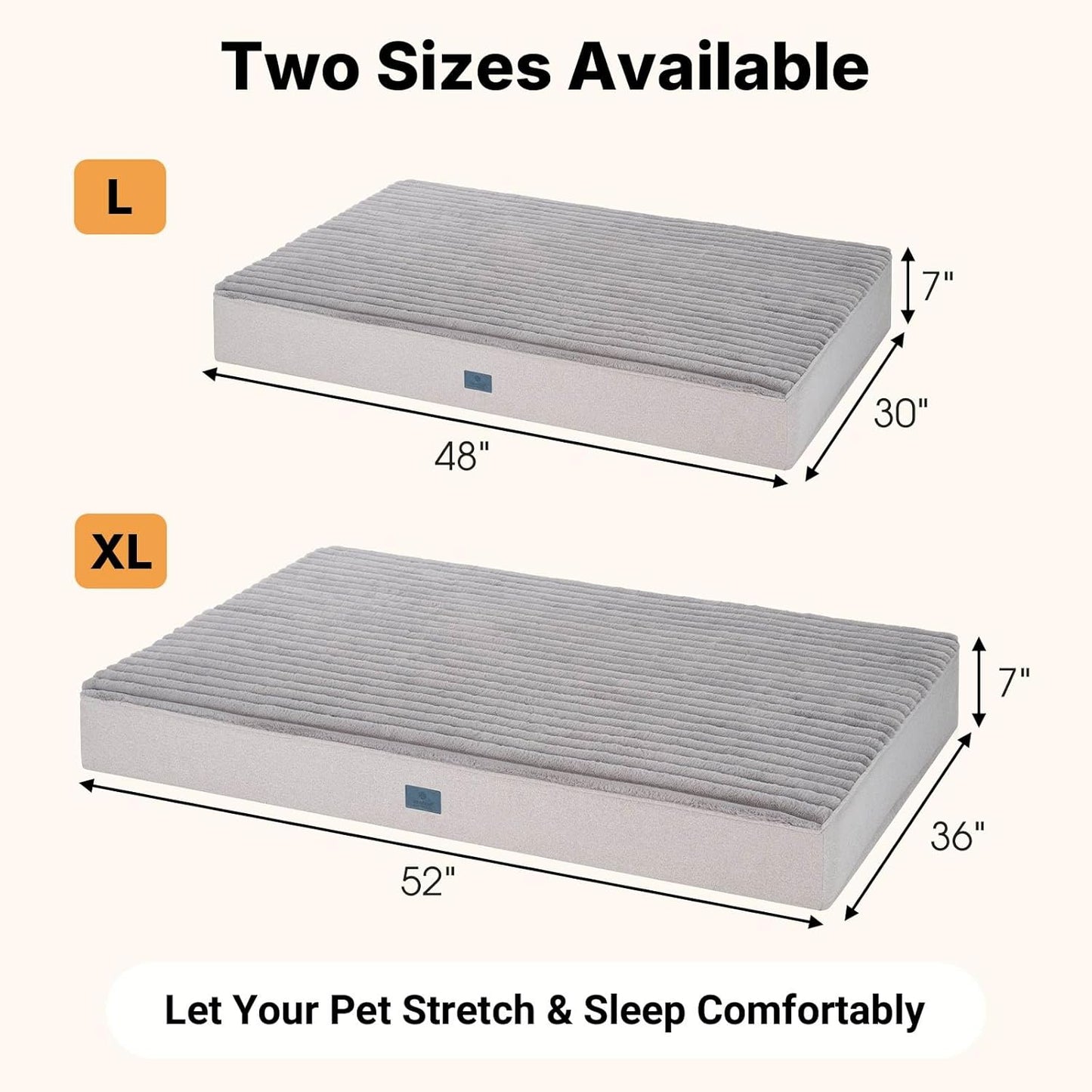 Veehoo Orthopedic Memory Foam Dog Bed, 7 Inch Thick Extra Large Dog Bed XL for Senior Dogs with Ultra-Soft Fluffy Surface, Waterproof Liner, Removable Washable Cover and Non-Slip Bottom, 48"x30"x7"