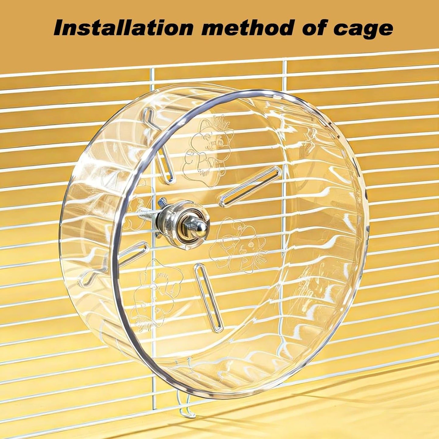 Hamster Exercise Wheel,Super-Silent Small Animals Exercise Wheels,Quiet Hamster Running Wheels with Adjustable Stand for Hamsters, Gerbils, Rats, or Other Small Pets (Transparent, 8.3 inch)