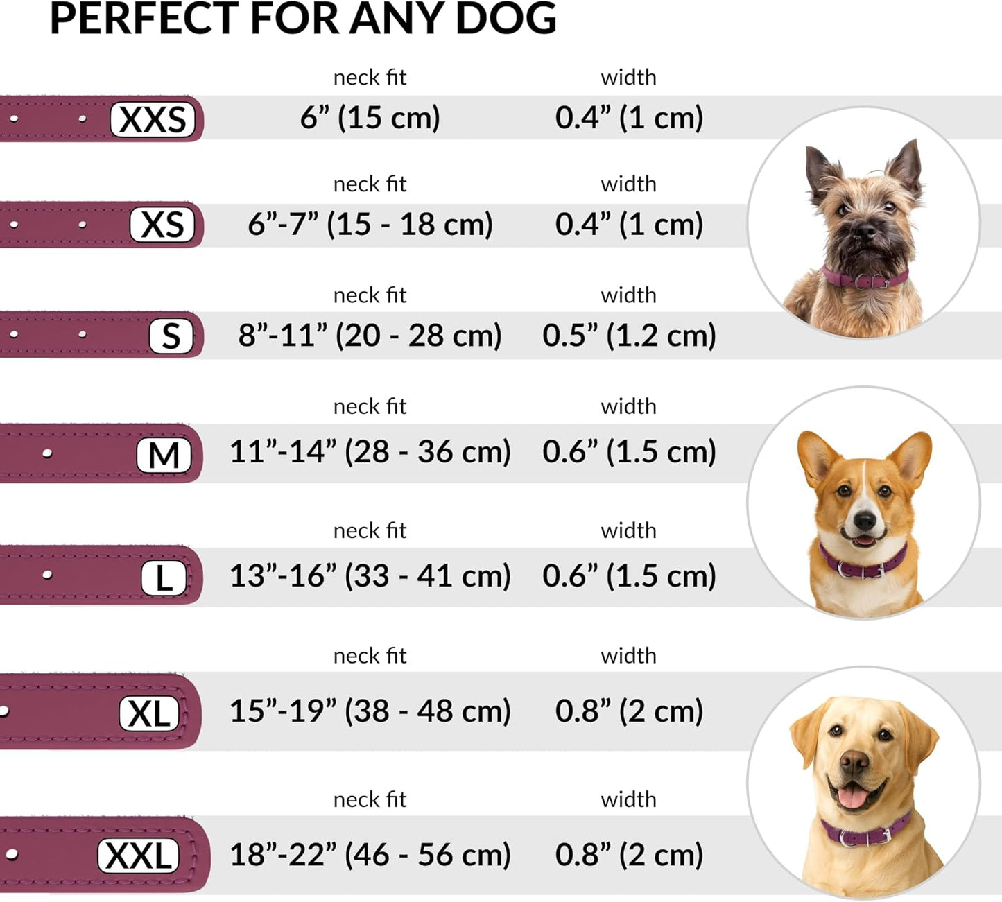 CollarDirect Rolled Leather Dog Collar, Soft Padded Round Puppy Collar, Handmade Genuine Leather Collar Dog Small Large Cat Collars 13 Colors (13-16 Inch, Pink Textured)