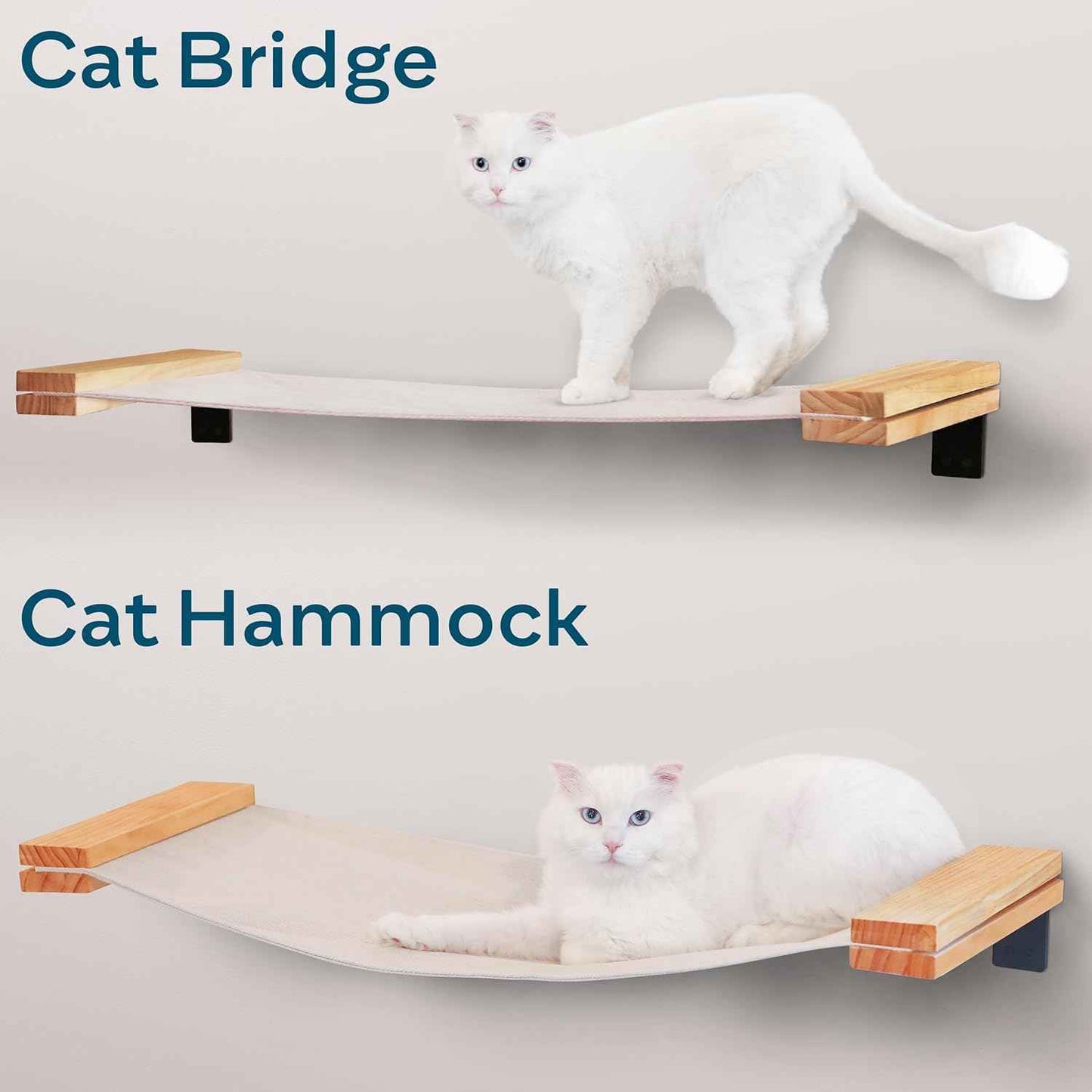 SANDPEAK Cat Wall Hammock | Cat Shelves for wall | Bridge, Shelf and Perches | Modern Wall Furniture for Indoor Cats | Mounted Hammock Bed for Sleeping, Playing, and Lounging.
