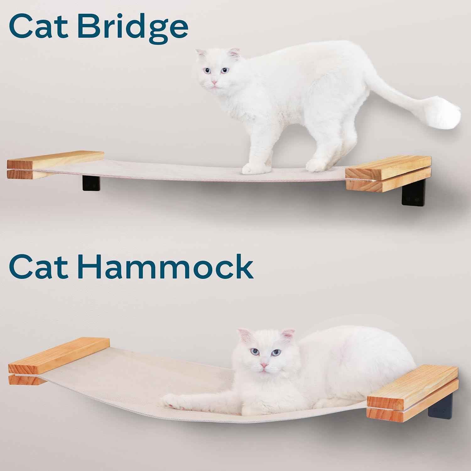 SANDPEAK Cat Wall Hammock | Cat Shelves for wall | Bridge, Shelf and Perches | Modern Wall Furniture for Indoor Cats | Mounted Hammock Bed for Sleeping, Playing, and Lounging.