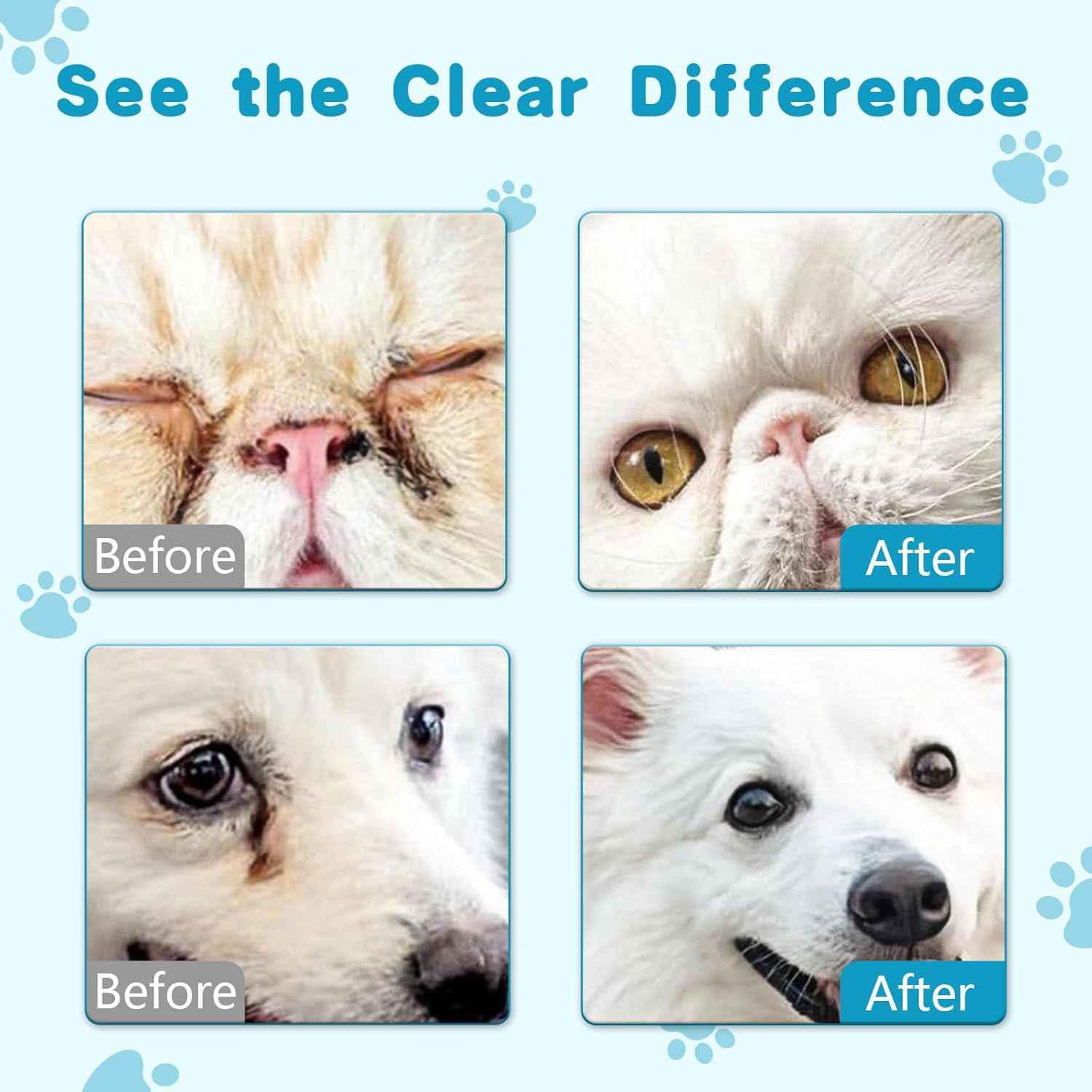 Pet Eye Cleaning Wipes, Suitable for Dogs and Cats, Remove Tear Stains, Debris, and Secretions, Reduce Tear Marks, Gentle and Hypoallergenic Formula, 100 Count