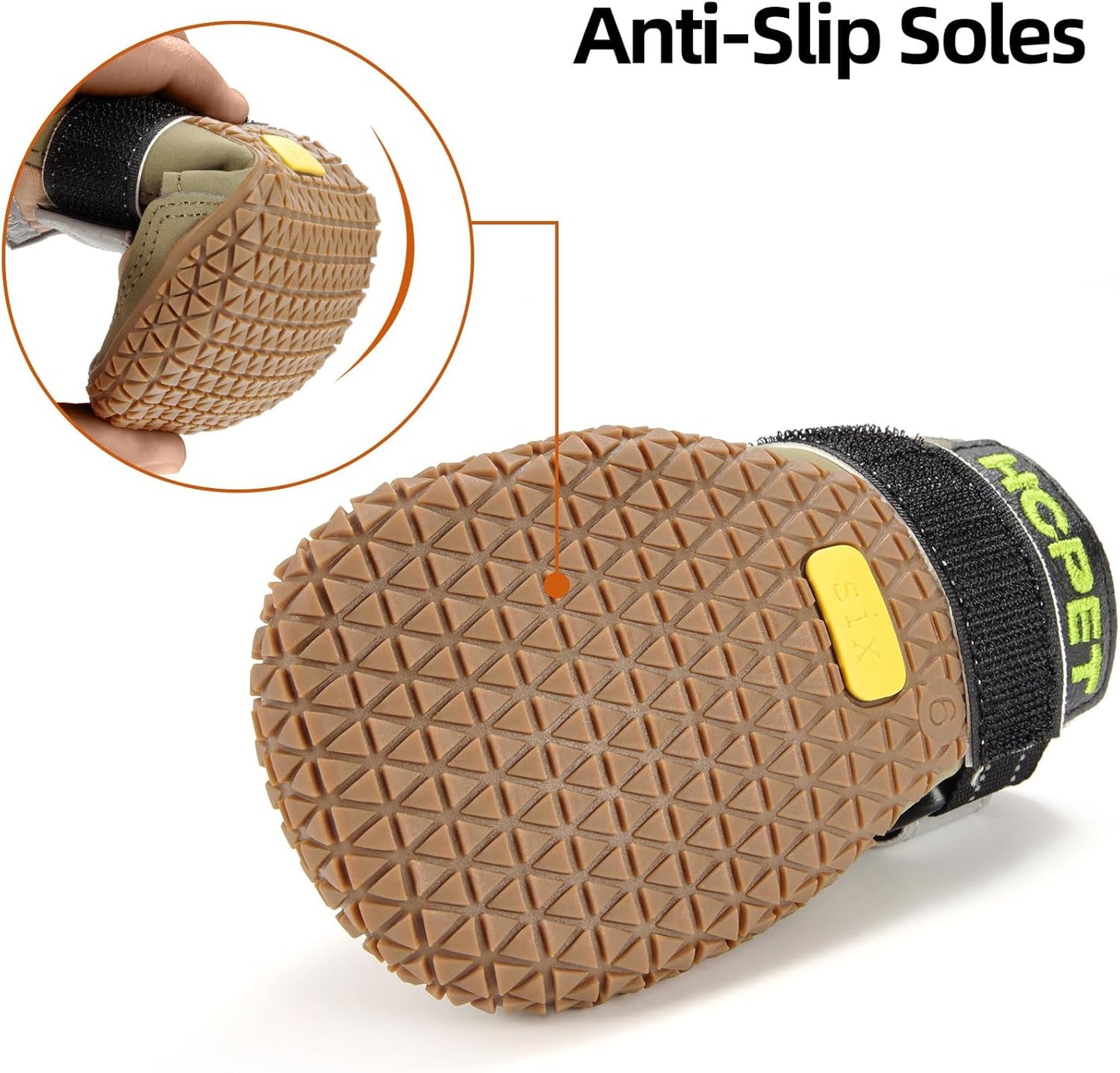 Hcpet Dog Boots for Large Dogs, Dog Shoes for Hot Pavement Winter Snow, Paw Protector Dog Booties Designed for Comfort and Breathability, Outdoor Booties for Small Medium Dogs for Hiking Brown Size 2