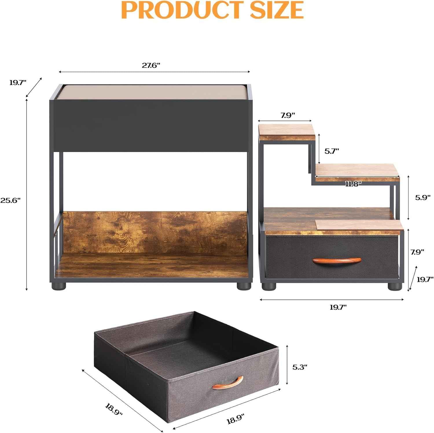 Pet Step Window Perch, Dog Bed w/ Steps for Dogs, Elevated Multi-Level Platform, Bunk Bed, Non-Slip Pad & Storage, Vintage