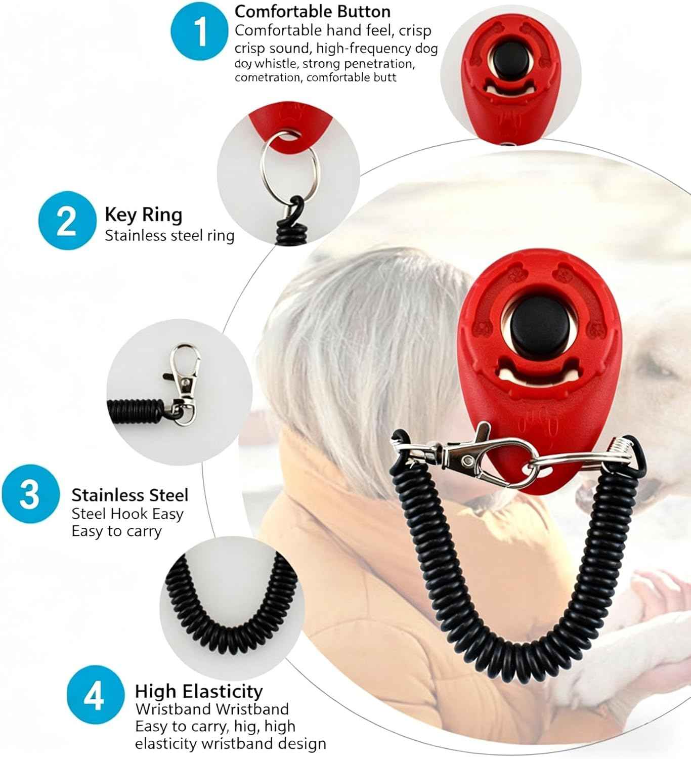 Dog Training Clicker with Wrist Strap, Lightweight Easy to Use, Pet Training Clicker for Cats Puppy Birds Horses