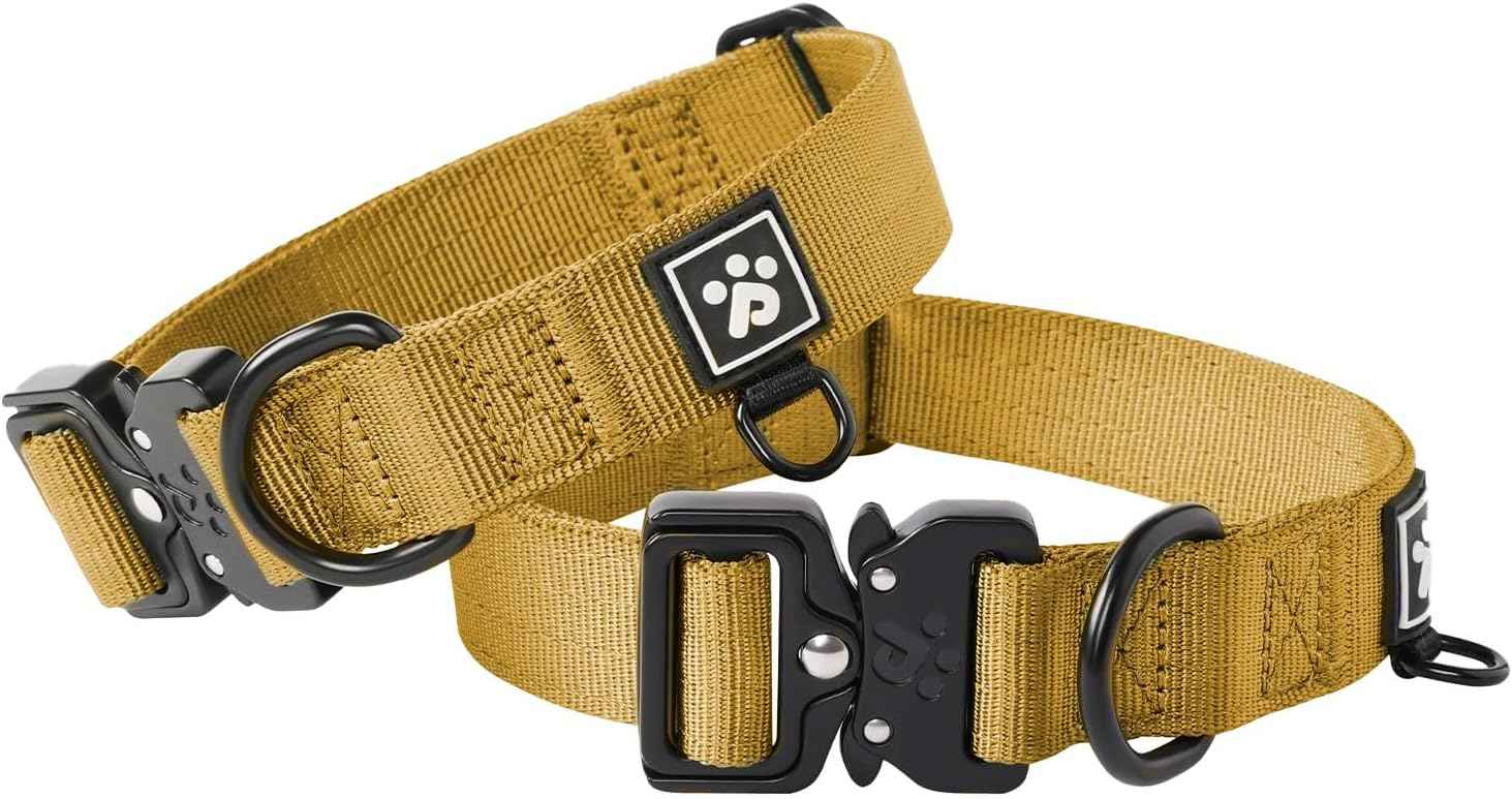 Dog Collars for Large Dogs, Heavy Duty Tactical Dog Collar with Metal Buckle, Durable Pet Collar Quick Release, Reinforced Nylon No Pull Dog Collar (Sunrise, L)