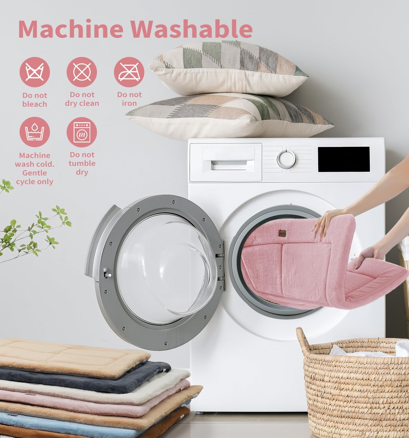 MADE 4 PETS Dog Crate Pad Bed for Large Dogs, Washable & Reversible, Anti-Slip Kennel Mat for Cozy Sleeping, Soft Fluffy Dog Bed for Indoor & Outdoor Use, 41"x29", Pink