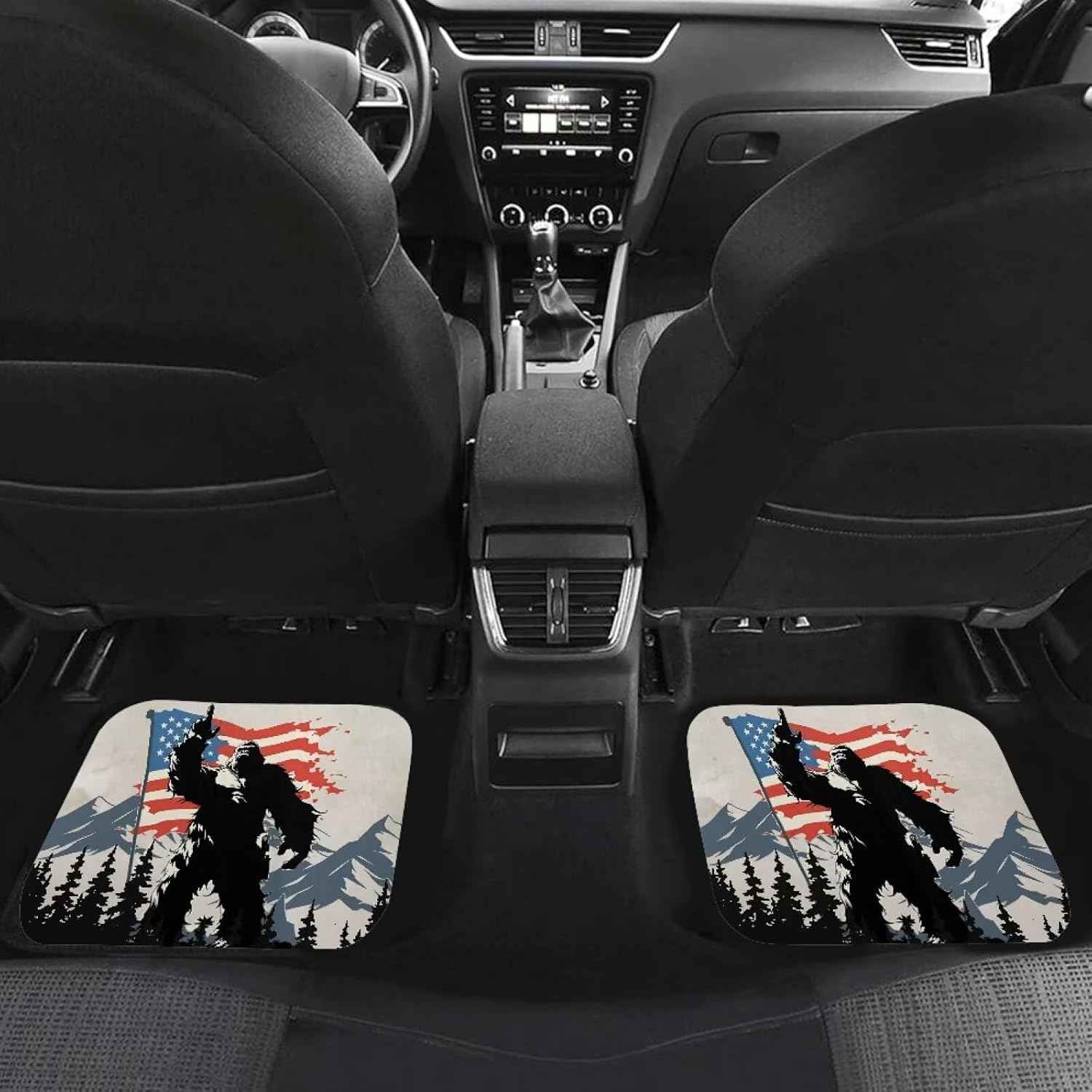 American Flag Car Floor Mats Set of 4 Pcs Bigfoot Carpet with Rubber Backing,Universal Heavy Duty Material Nonslip Auto Floor Liner Decor for Men