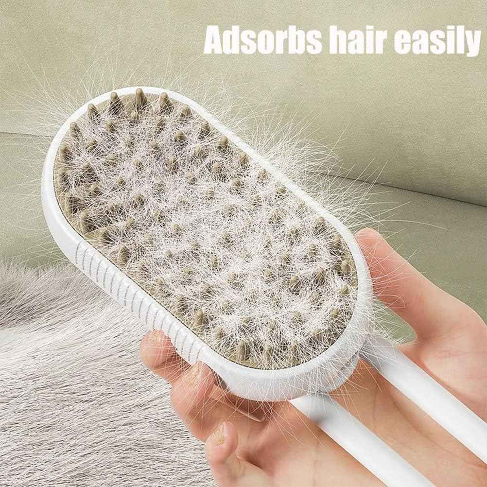Cat Brush Quick & Easy Pet Hair Remover Comb,3 In 1 Cat Steam Pet Brush with Spray Function (White)