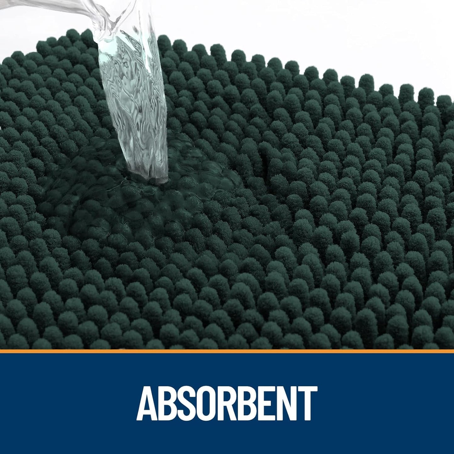 OLANLY Dog Door Mat for Muddy Paws 30x17, Absorbs Moisture and Dirt, Absorbent Non-Slip Washable Doormat, Quick Dry Chenille Mud Mat, Entry Indoor Entryway Carpet for Inside Floor, Blackish Green