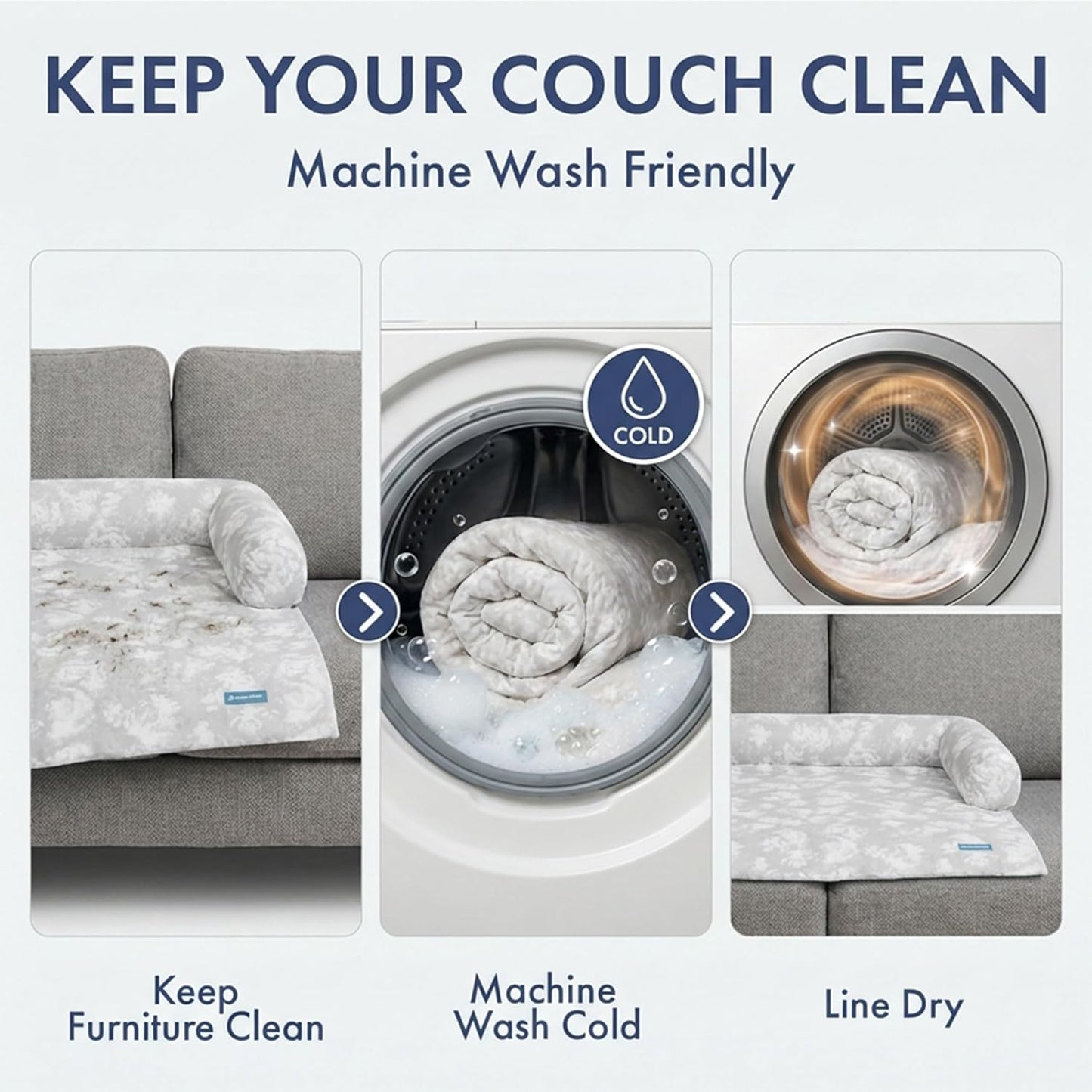 Spark Paws Cooling Couch Cover Dog Bed, Furniture Protector Mat, Non-Toxic Washable Pet Cooling Pad for Large & Small Dog - Cloud Grey - Size S