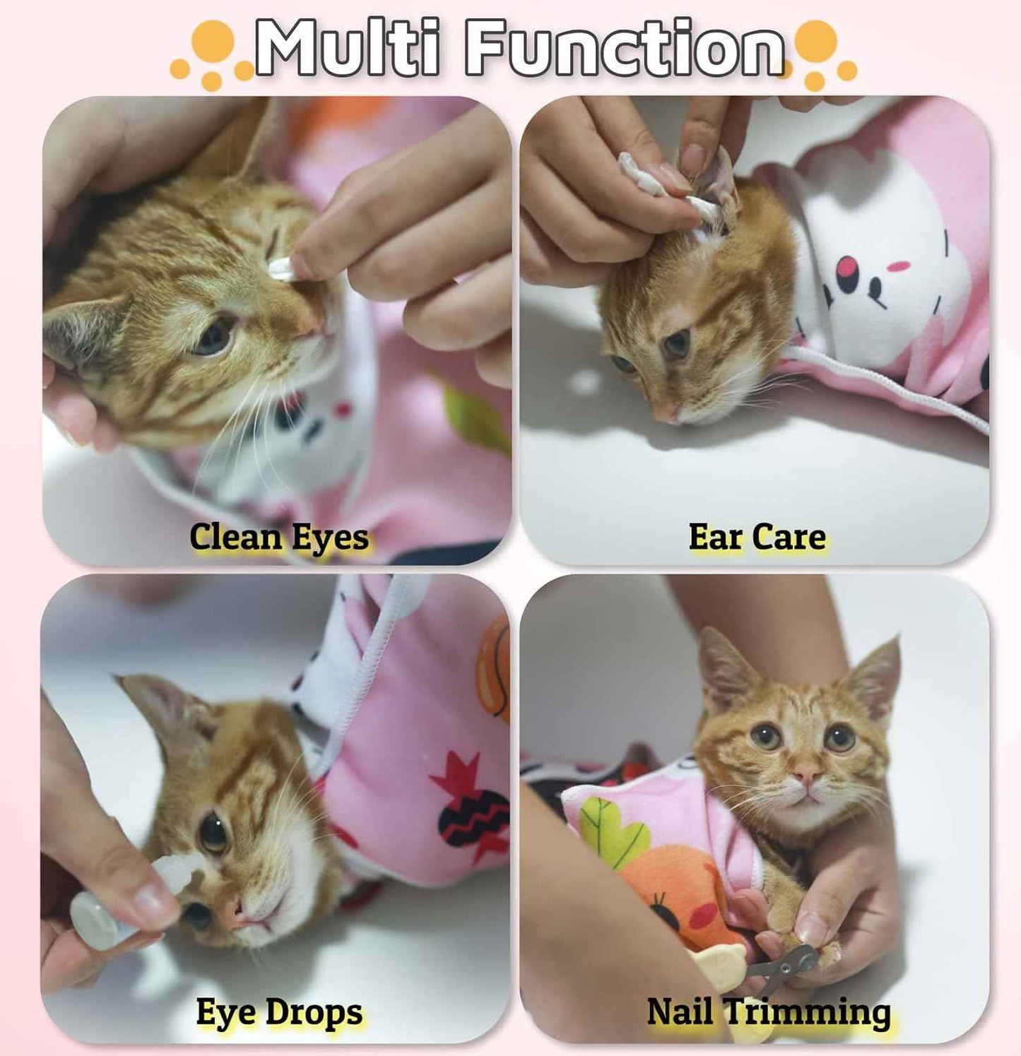 27.6" Cat Wrap for Cutting Nails Cat Grooming Restraint Swaddle Wrap Burrito Wrap XL(Within 17lbs) Anti-Scratch Anti-Escape Multifunctional Pet Tool Halloween Decor