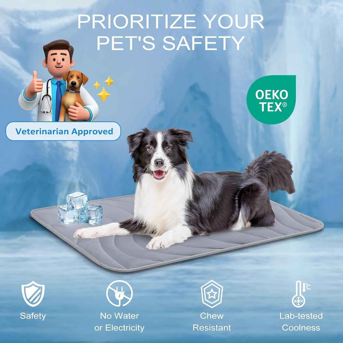 Cozyide Dog Cooling Mat, Q-Max>0.45 Thin Breathable Cooling Mat for Large Dogs, Washable Reversible Dog Pad for Four Seasons, 36"" L x 23"" W, Dark Grey