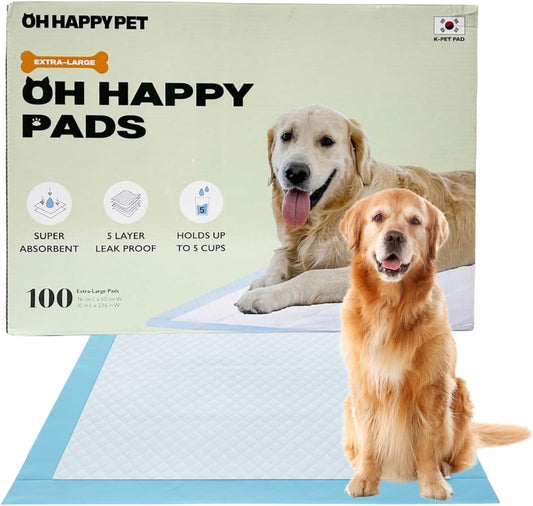 Dog Training Pads 100 Count, Extra Large 30" x 23.6" – 5-Layer Leak-Proof Puppy Pads, Super Absorbent up to 5 Cups, Quick-Dry Odor Control – Bulk Pee Pads for Puppies, Adult & Senior Dogs